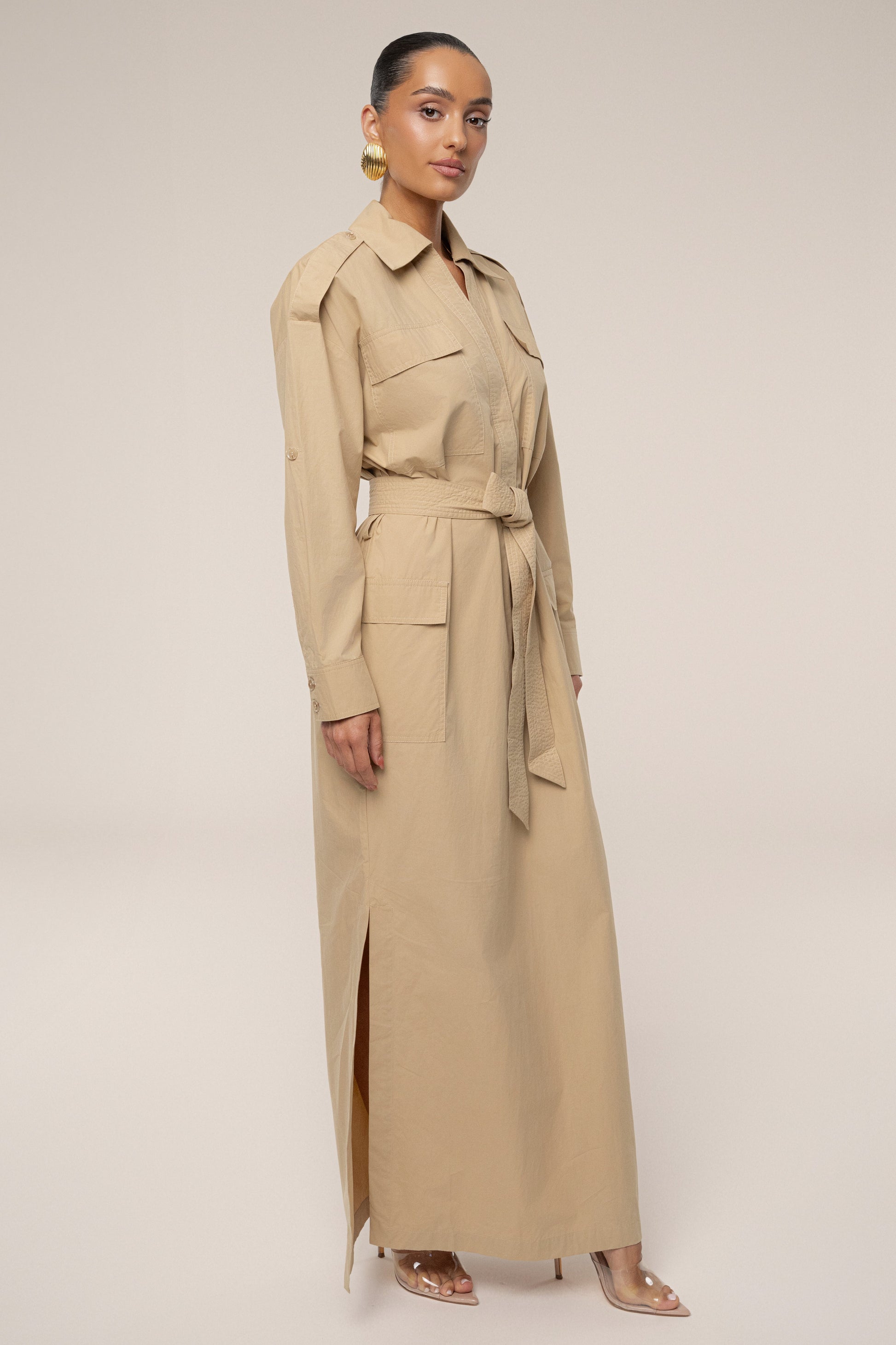 Khaki Harbor Shore Belted Maxi Dress JLUXLABEL