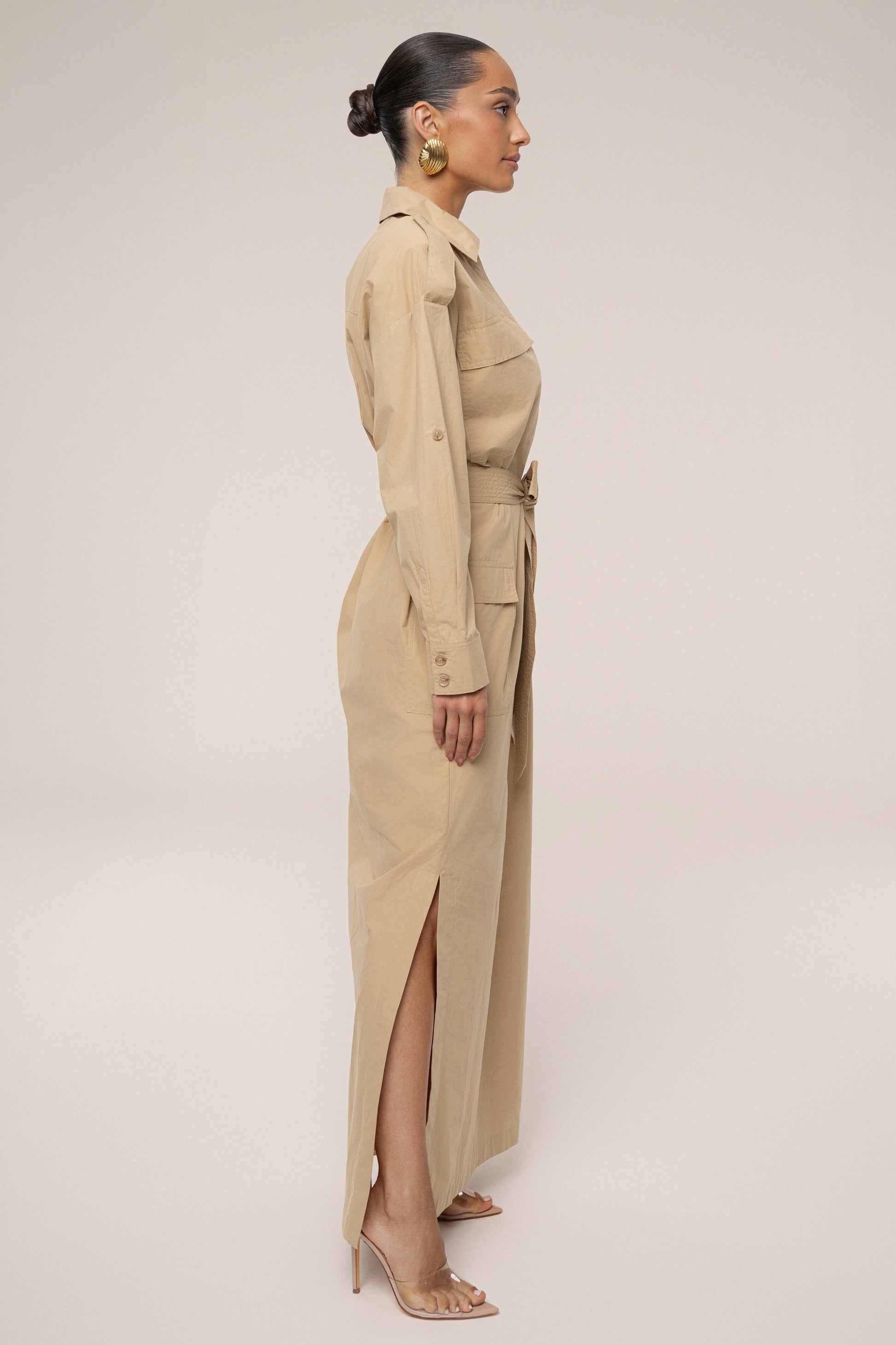 Khaki Harbor Shore Belted Maxi Dress JLUXLABEL