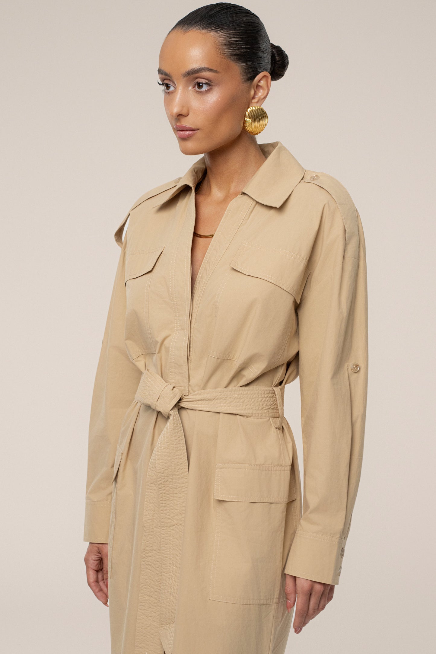 Khaki Harbor Shore Belted Maxi Dress JLUXLABEL