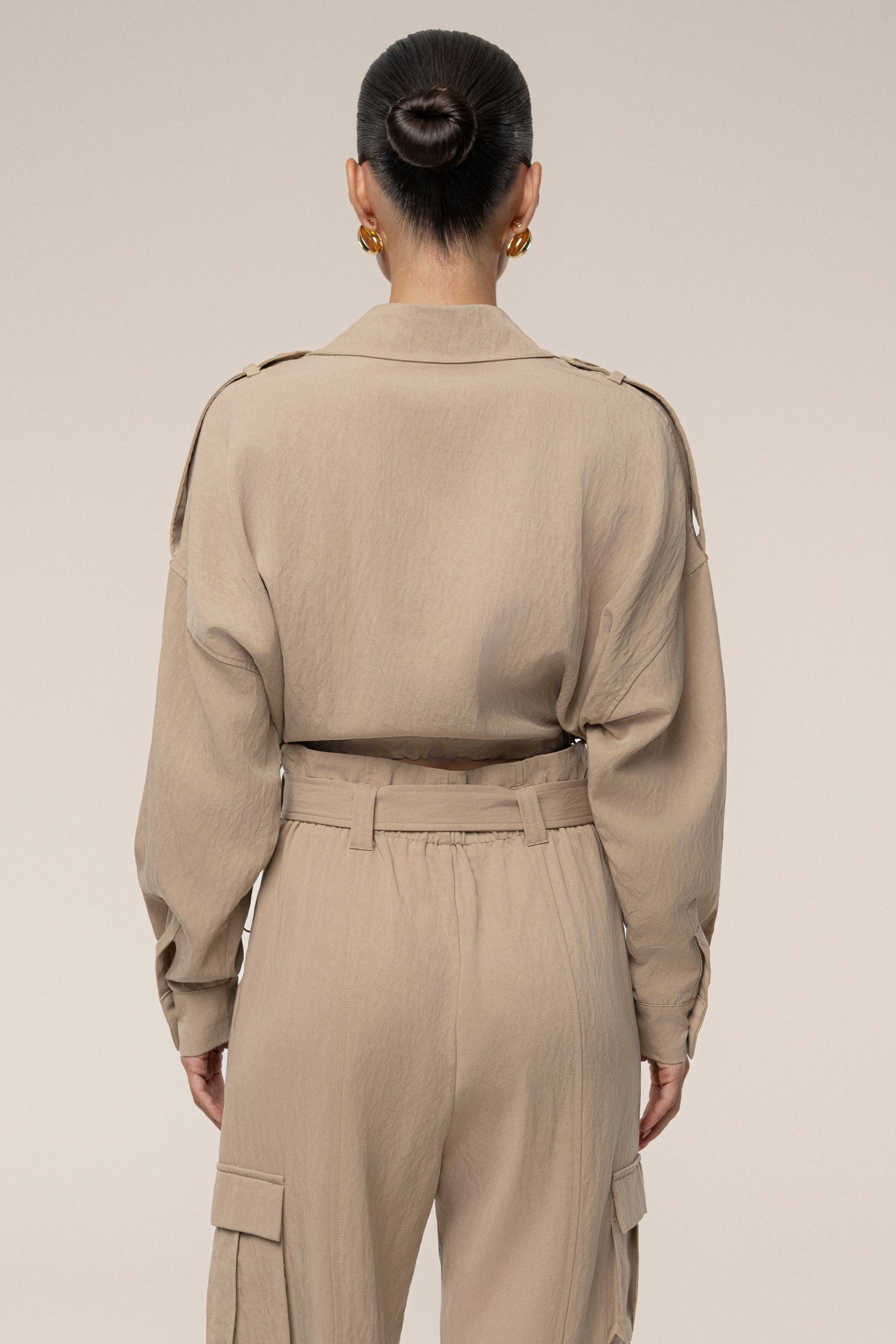 Tan Oasis Collared Crop Top JLUXLABEL