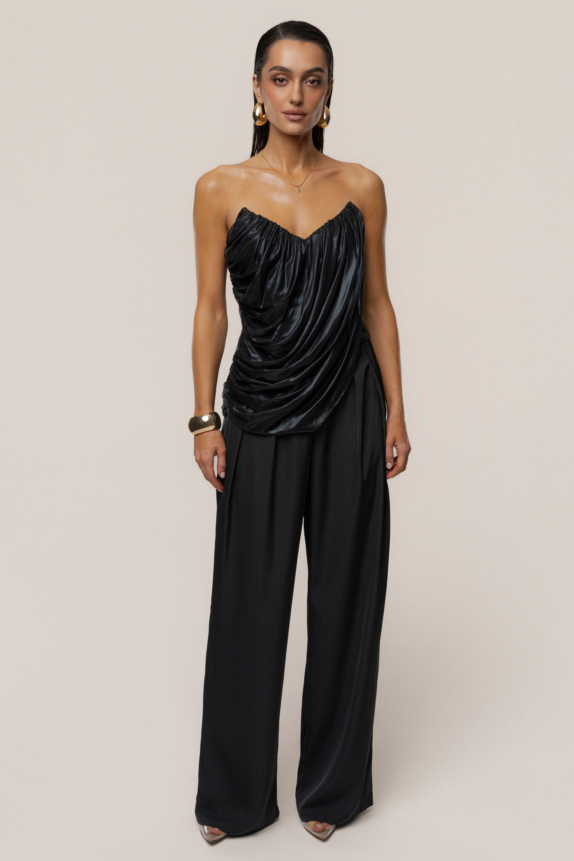 Black Soirée Metallic Top JLUXLABEL