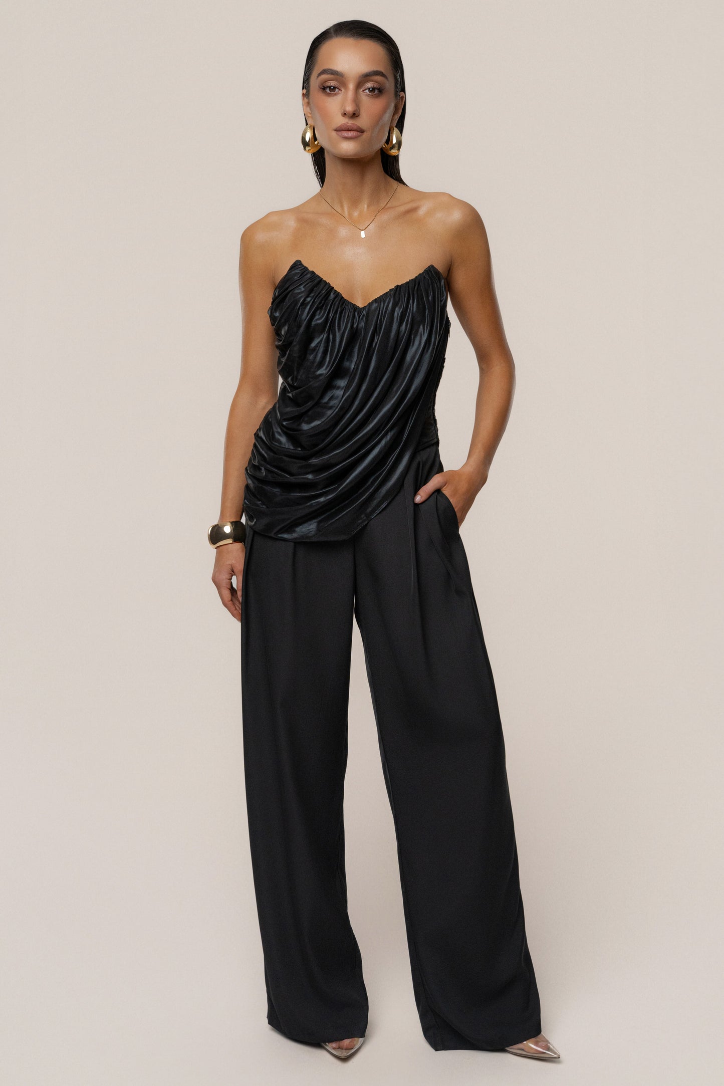Black Soirée Metallic Top JLUXLABEL