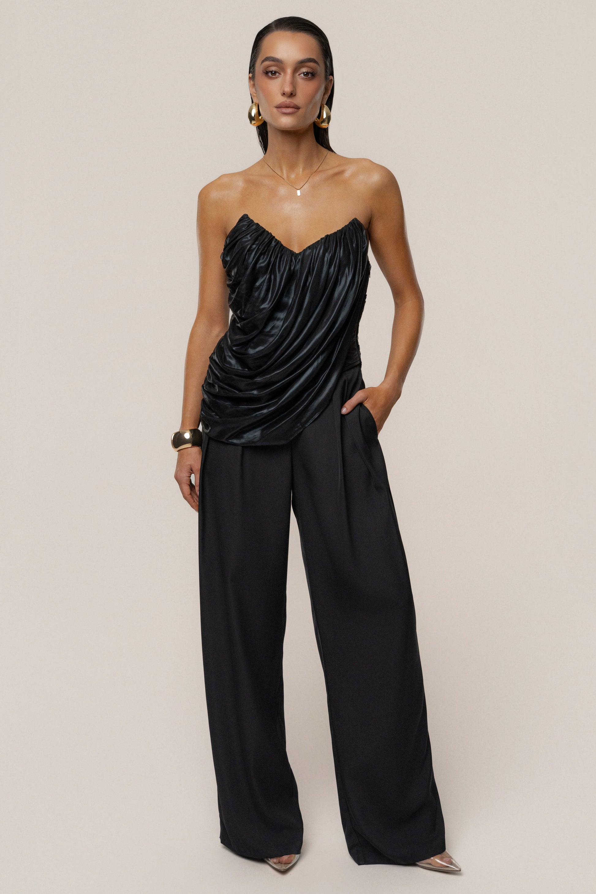 Black Soirée Metallic Top JLUXLABEL