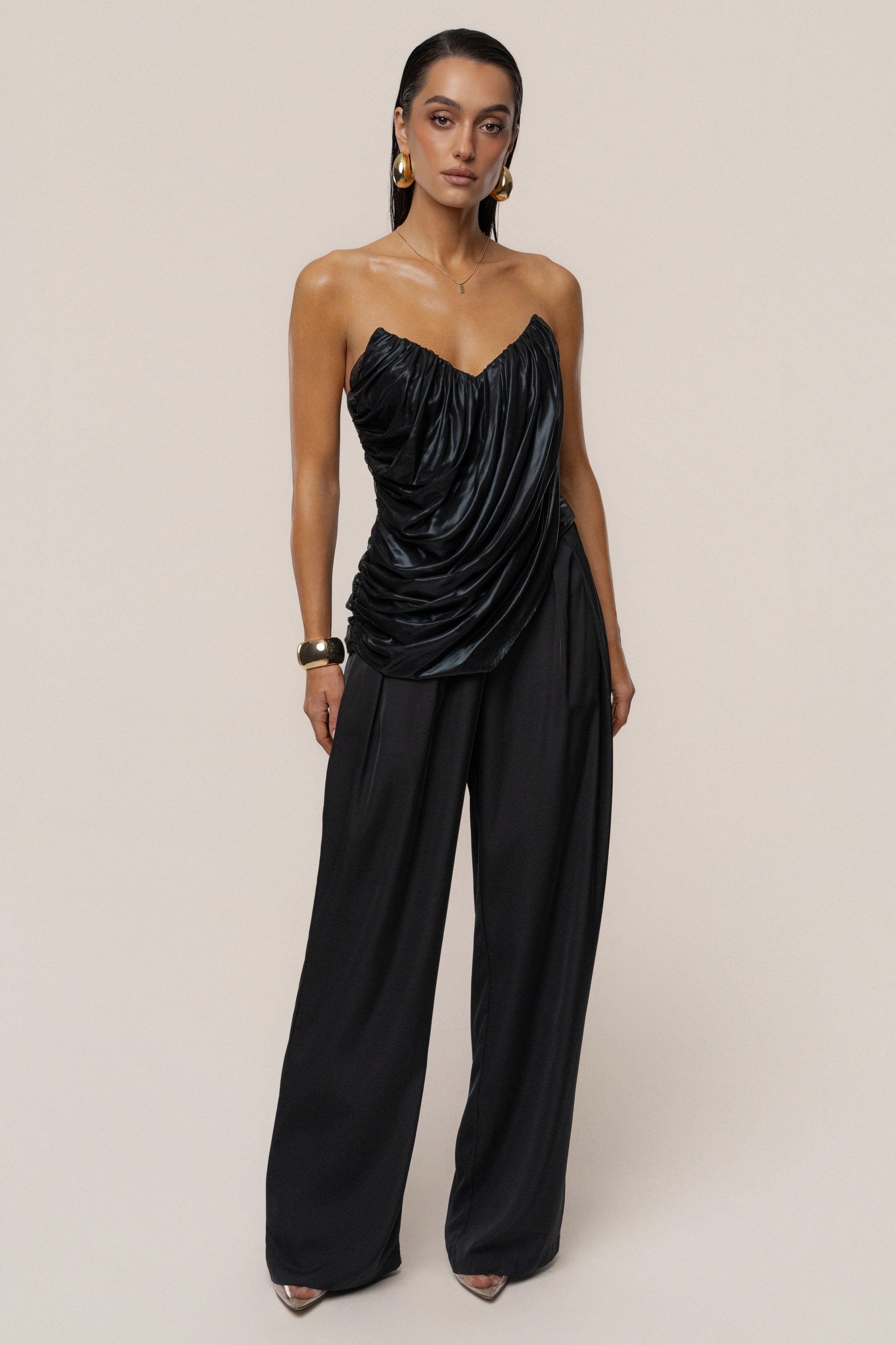Black Soirée Metallic Top JLUXLABEL