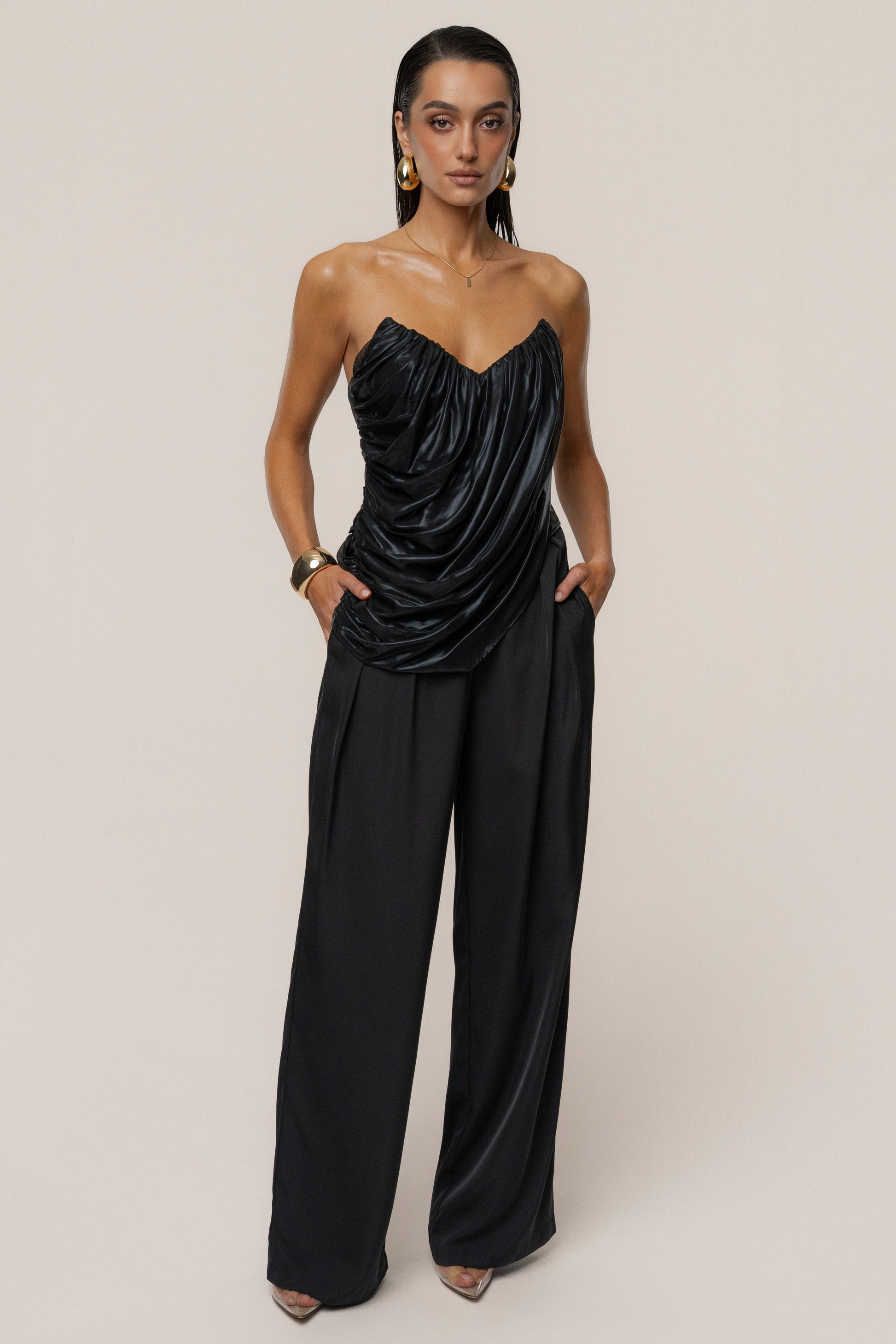 Black Soirée Metallic Top JLUXLABEL