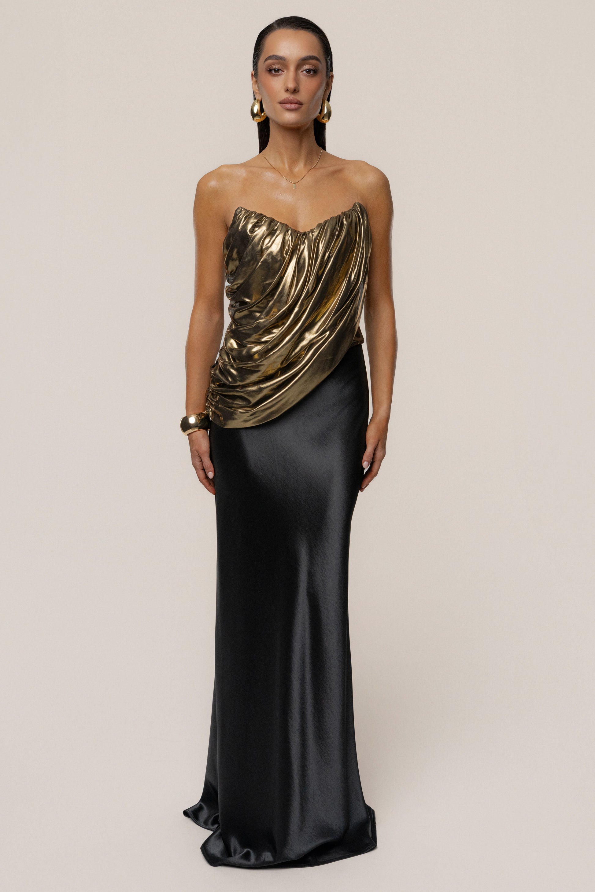 Gold Soirée Metallic Top JLUXLABEL