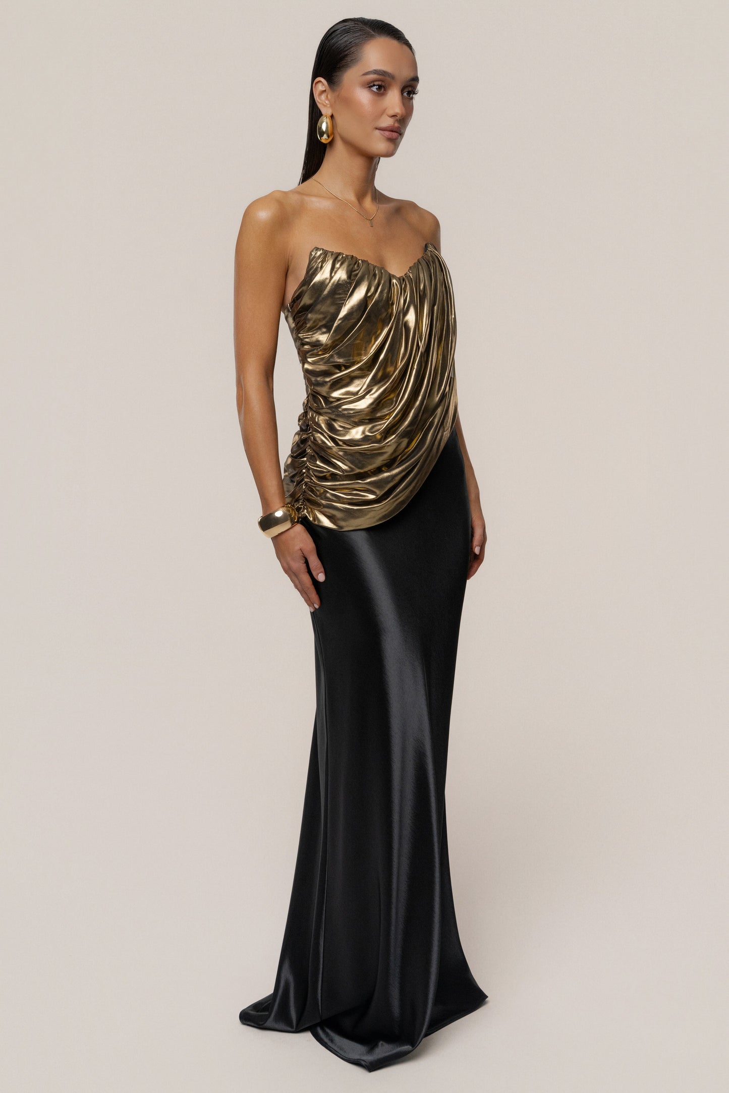 Gold Soirée Metallic Top JLUXLABEL