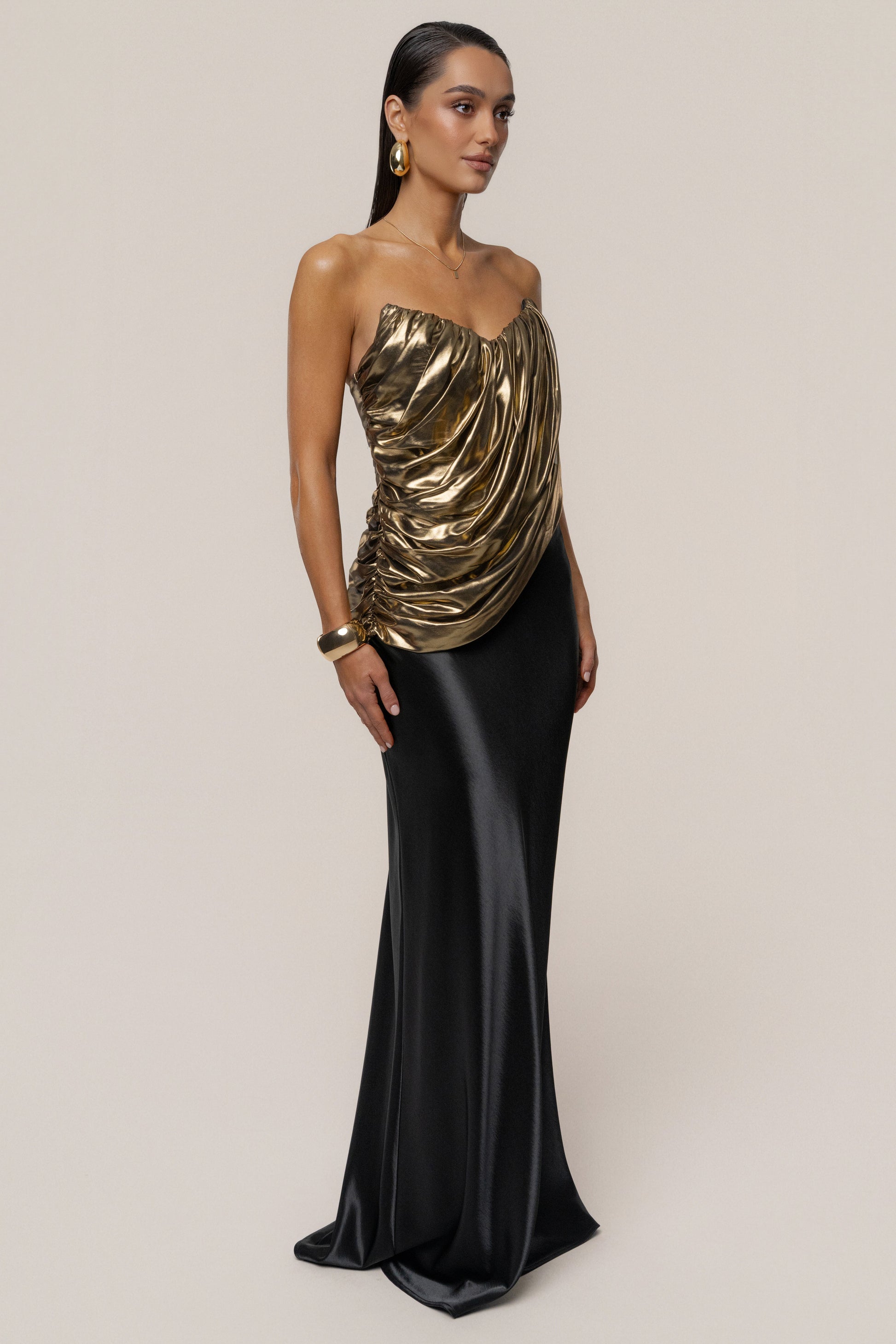 Gold Soirée Metallic Top JLUXLABEL