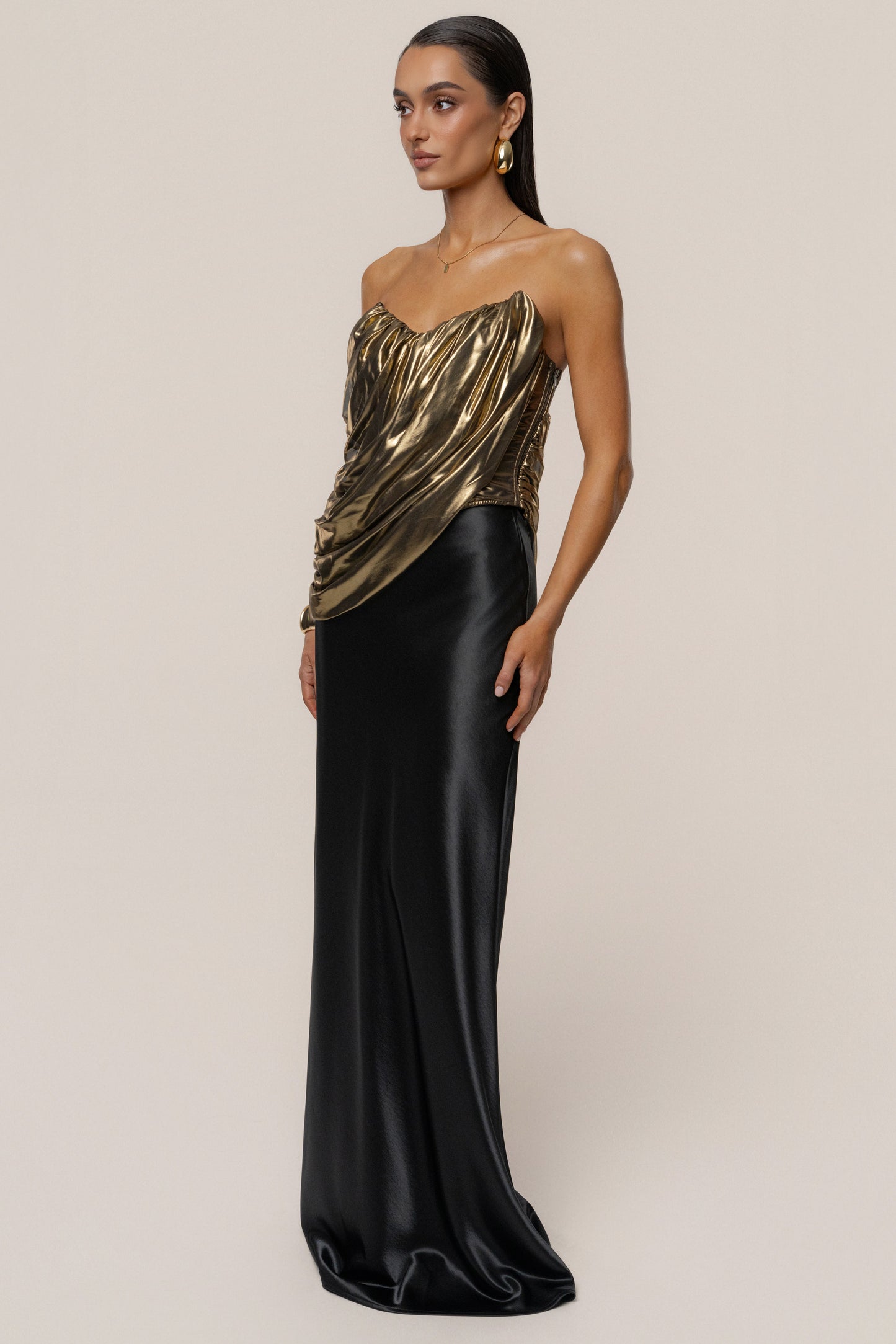 Gold Soirée Metallic Top JLUXLABEL