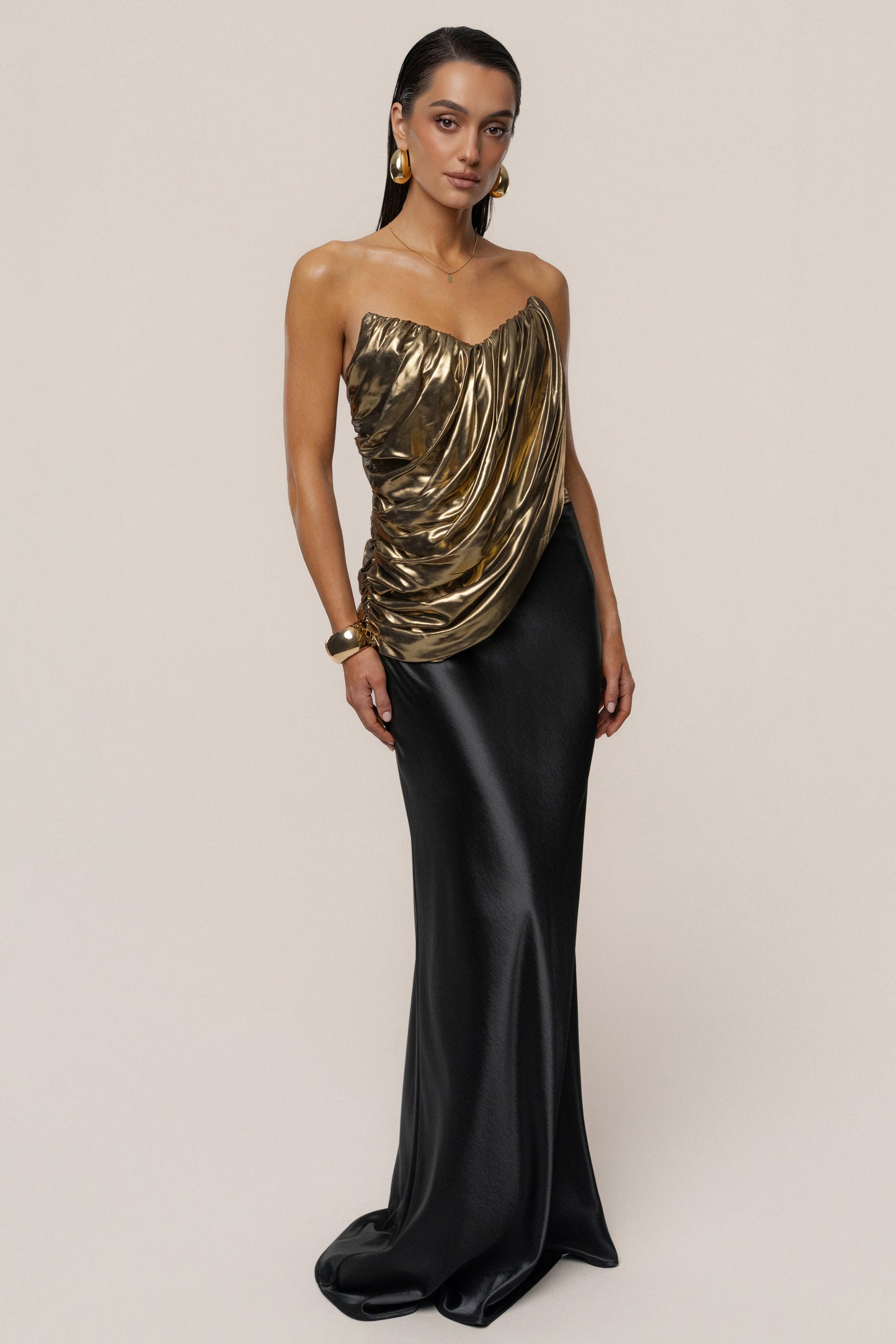 Gold Soirée Metallic Top JLUXLABEL