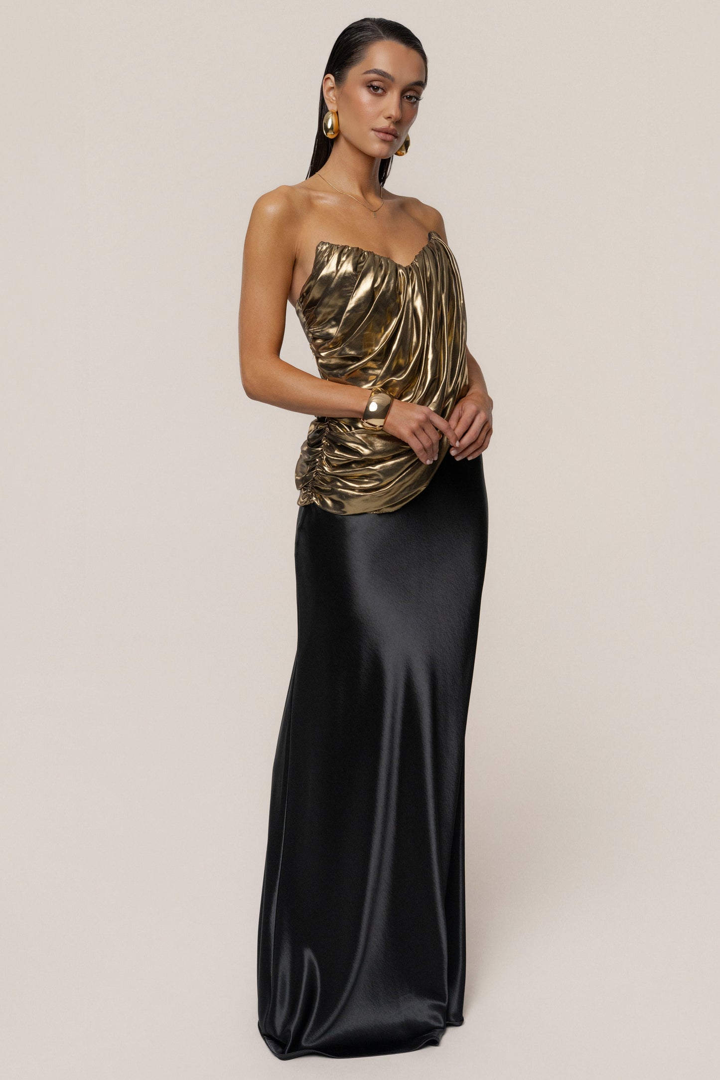 Gold Soirée Metallic Top JLUXLABEL
