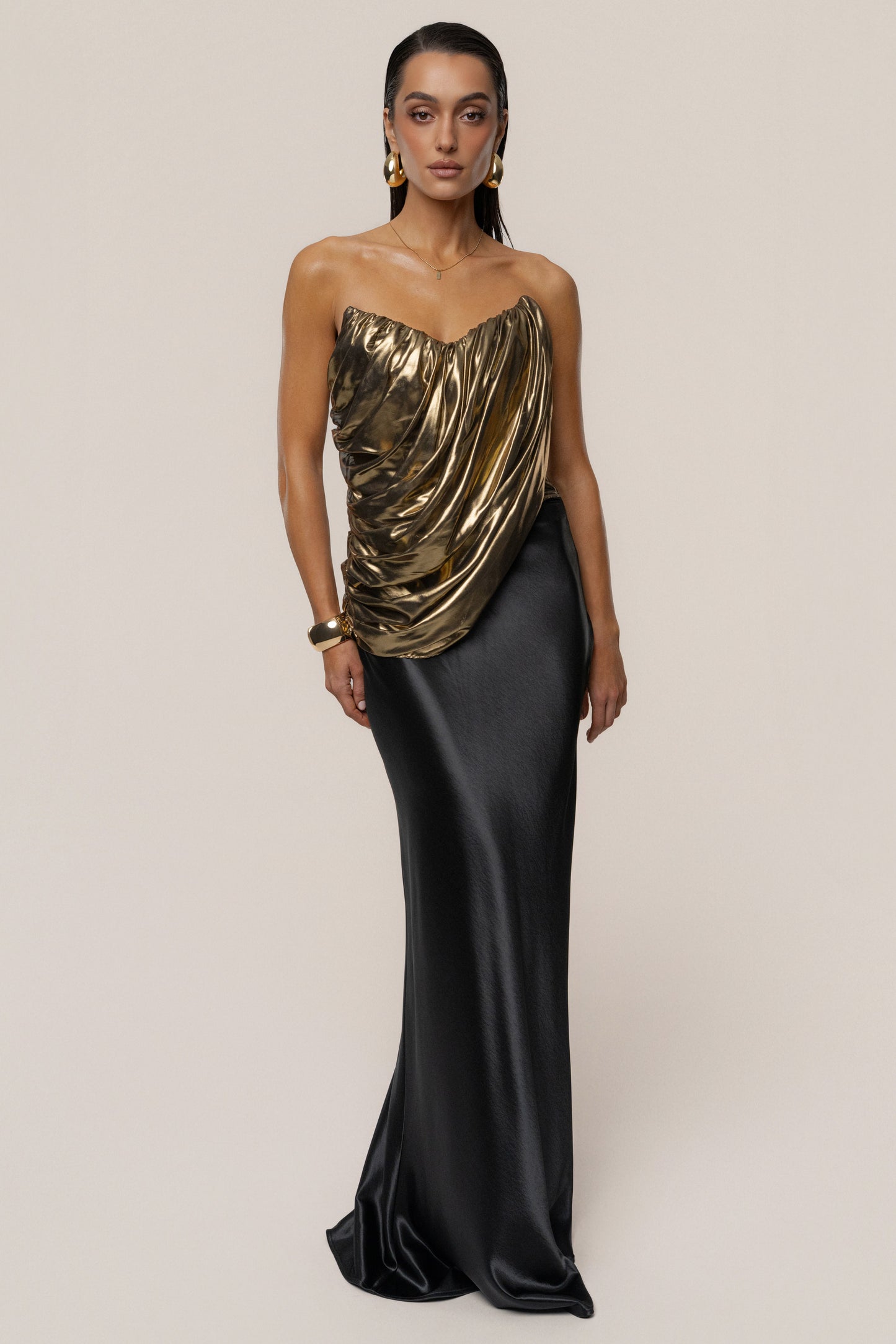 Gold Soirée Metallic Top JLUXLABEL
