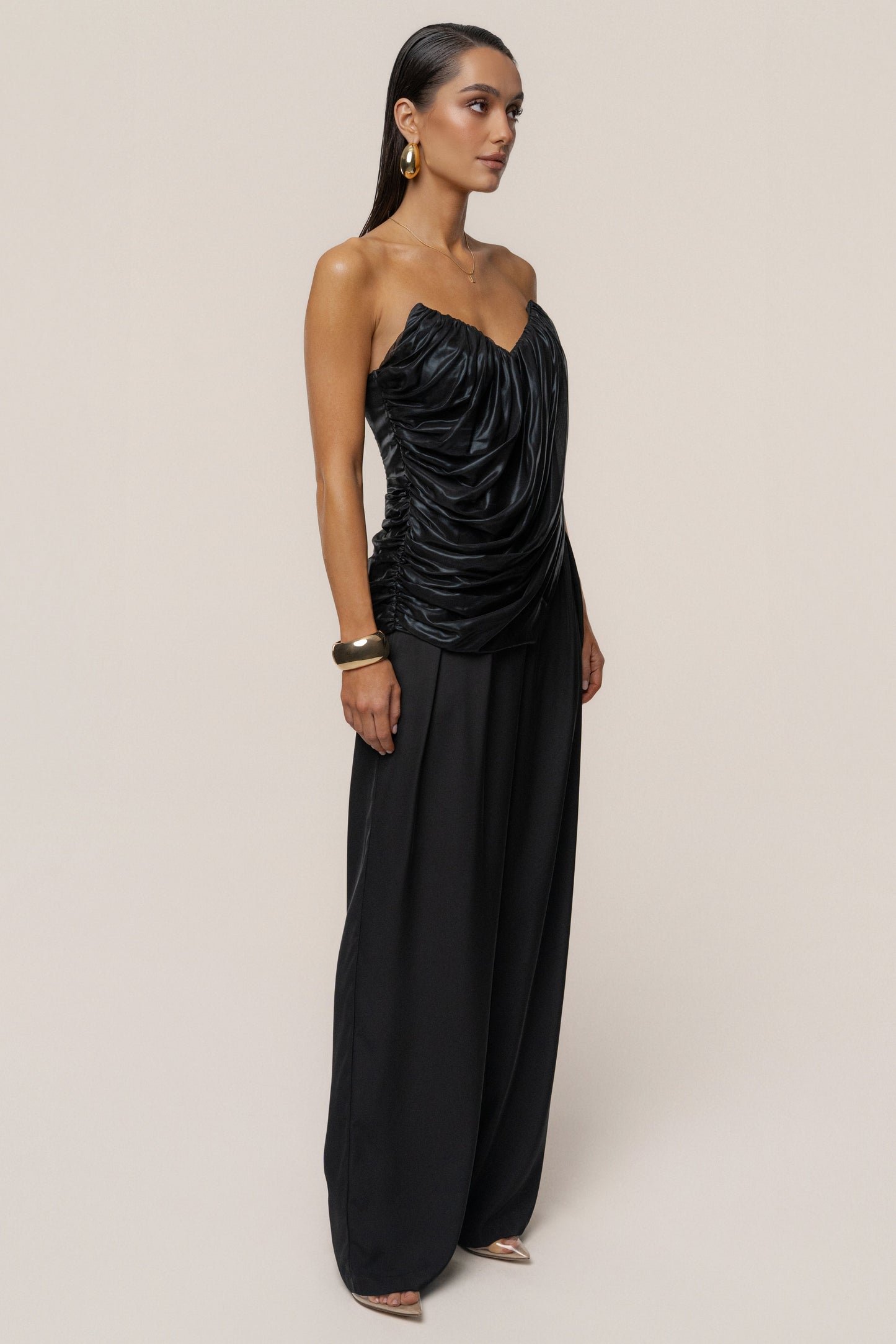 Black Soirée Metallic Top JLUXLABEL