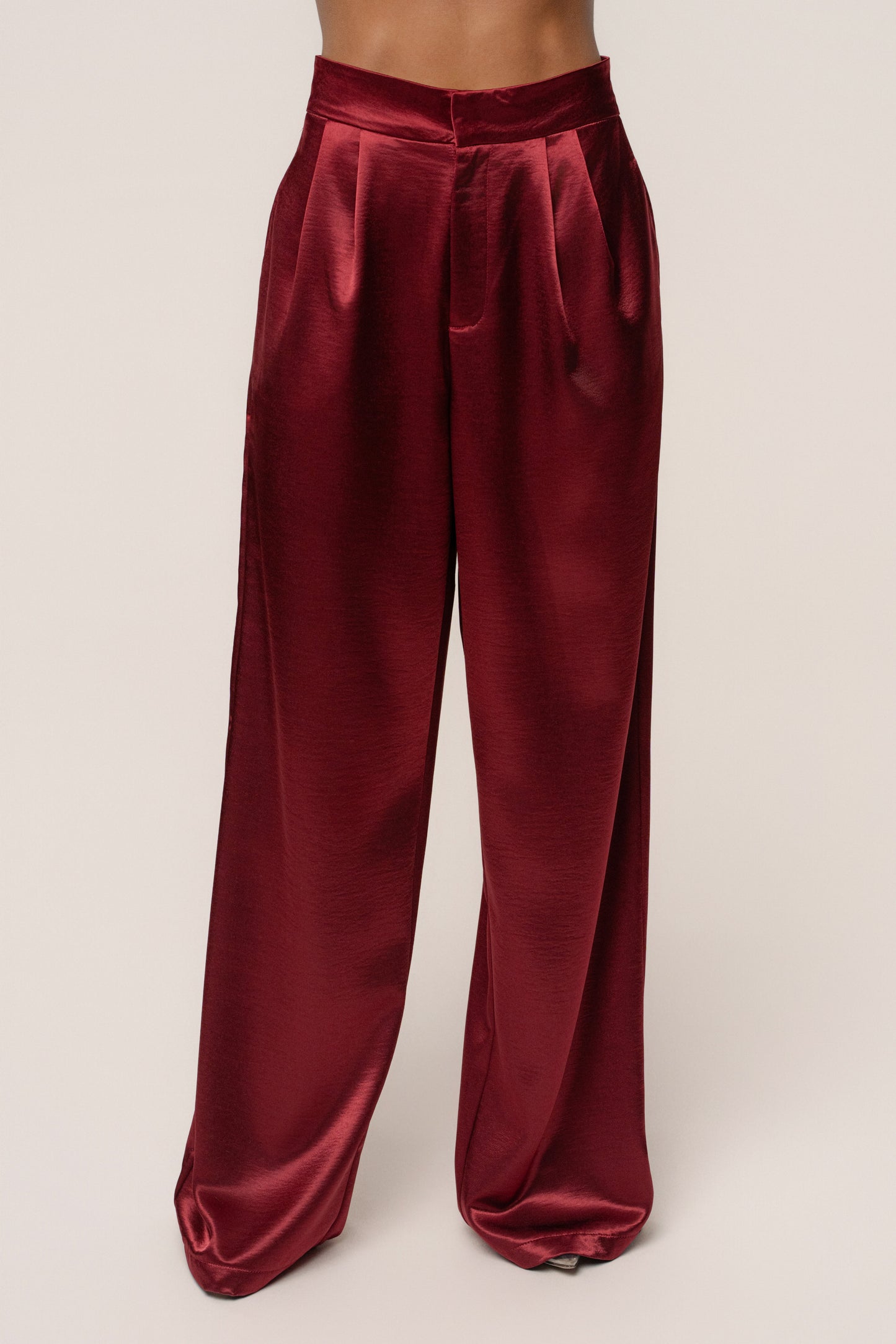 Burgundy Signature Satin Trousers JLUXLABEL