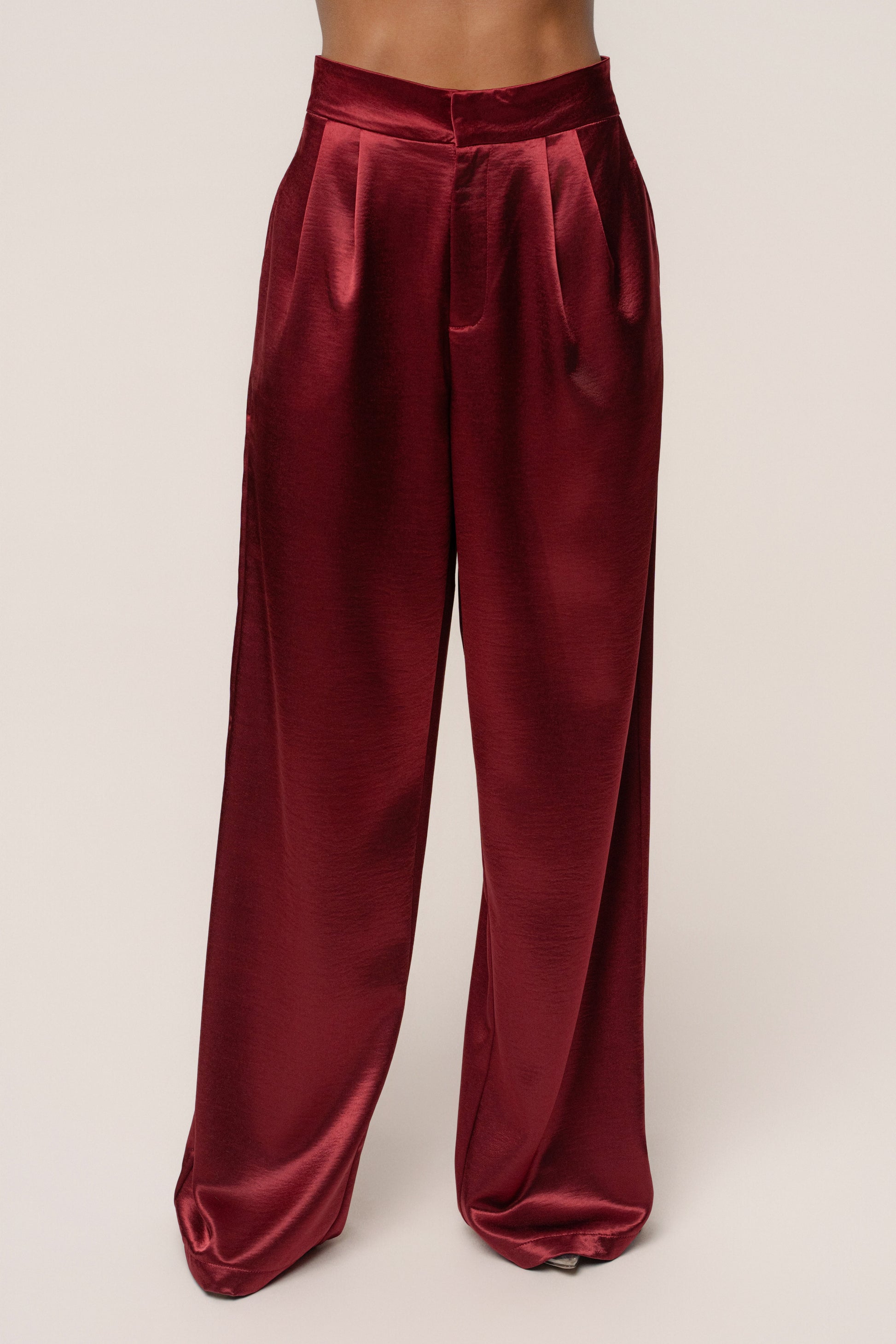 Burgundy Signature Satin Trousers JLUXLABEL