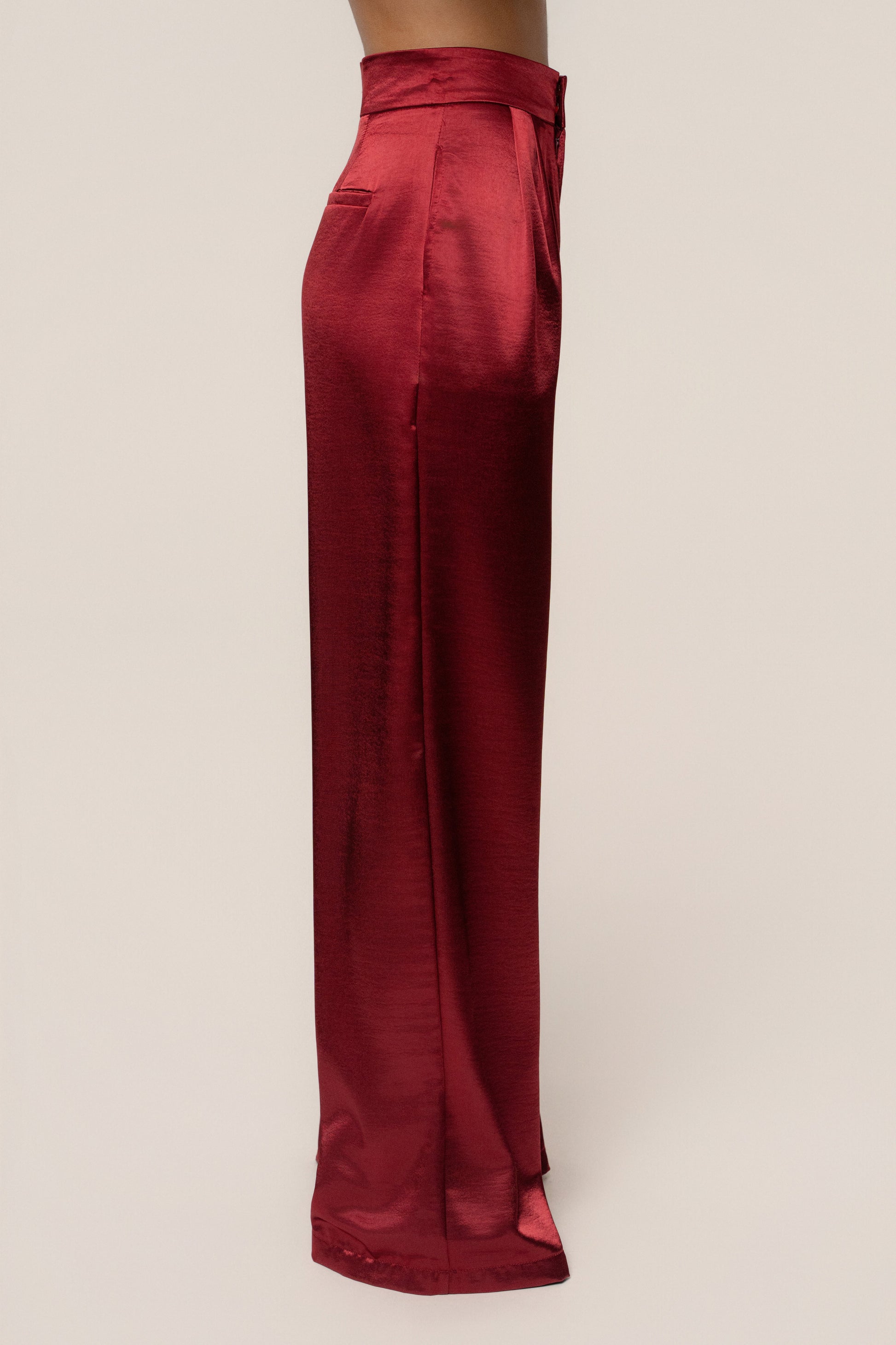 Burgundy Signature Satin Trousers JLUXLABEL