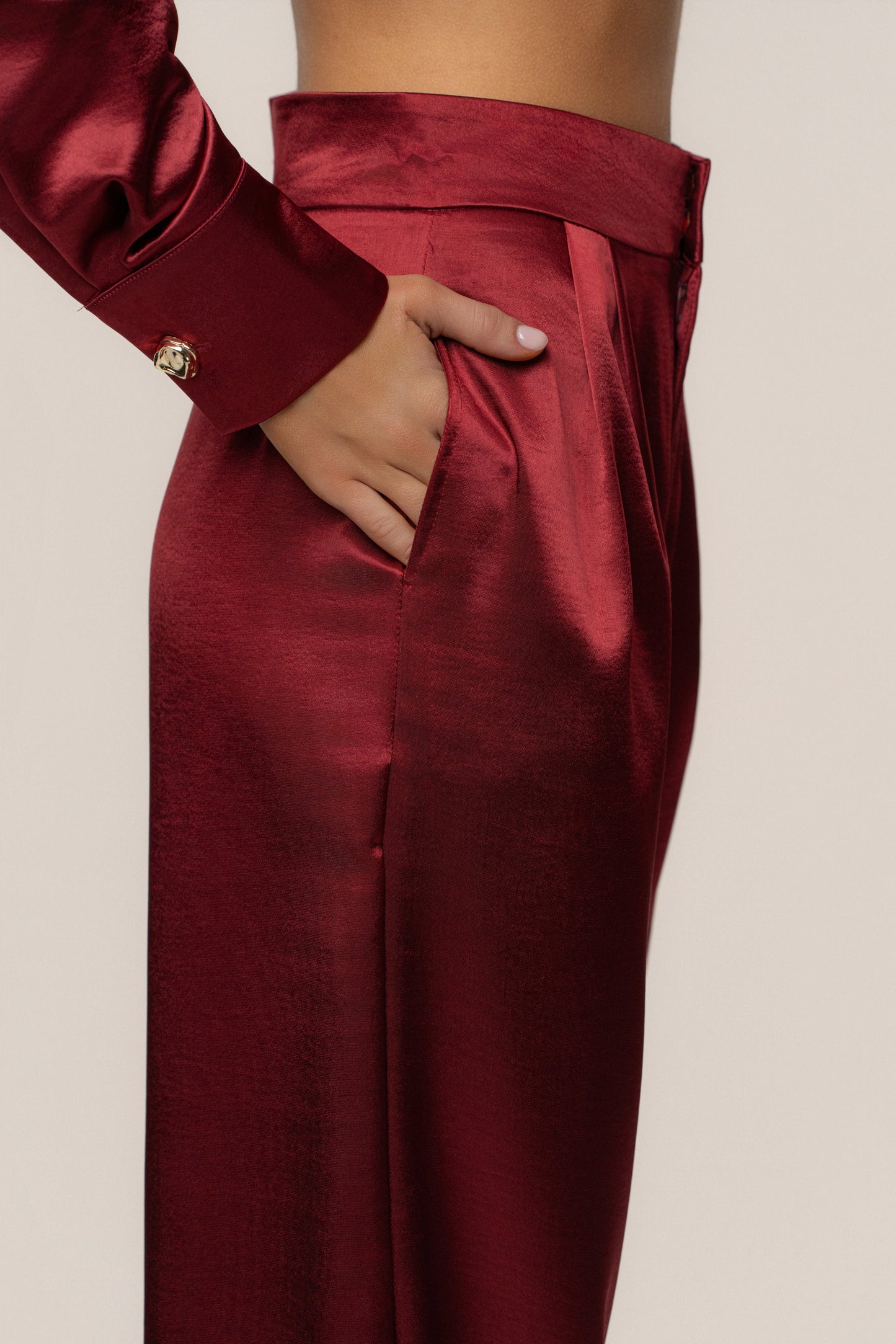 Burgundy Signature Satin Trousers JLUXLABEL