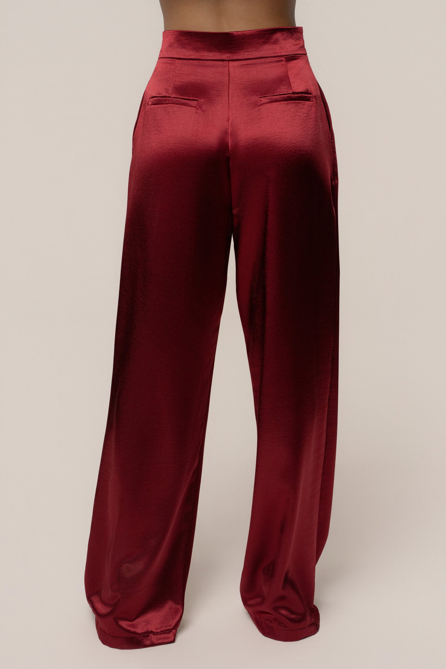 Burgundy Signature Satin Trousers JLUXLABEL