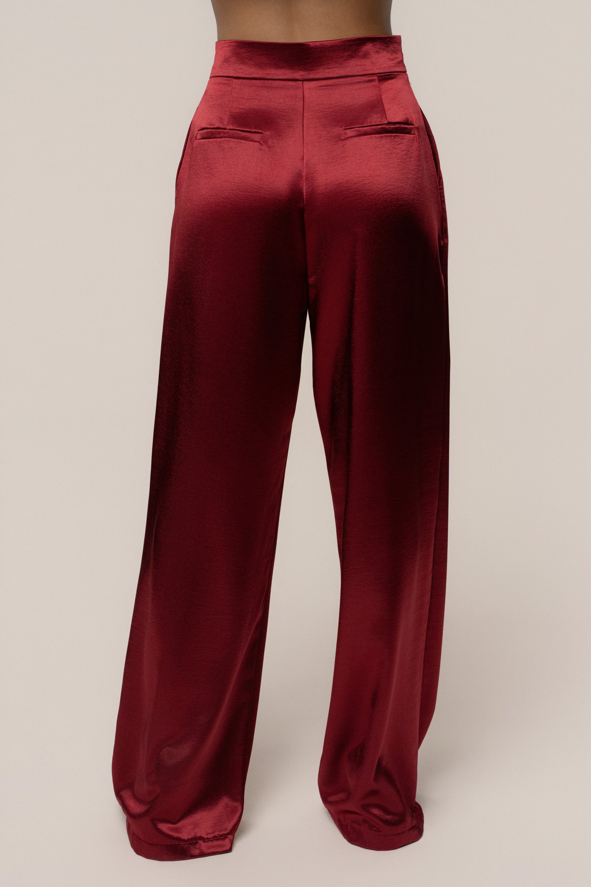 Burgundy Signature Satin Trousers JLUXLABEL