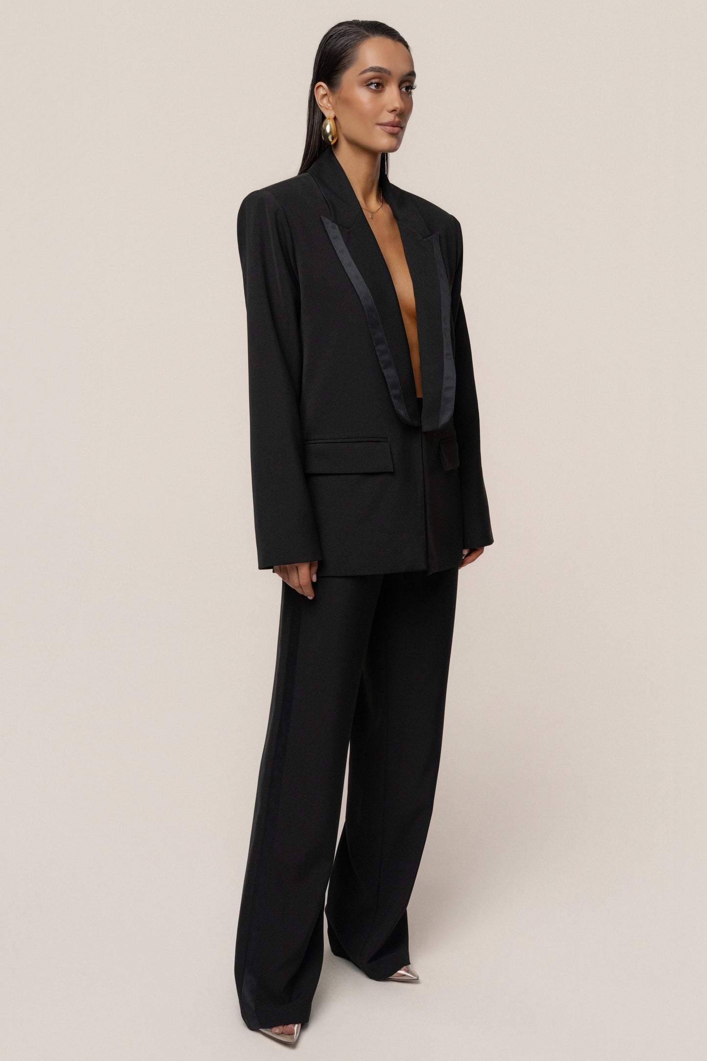 Black Suite Life Woven Blazer JLUXLABEL