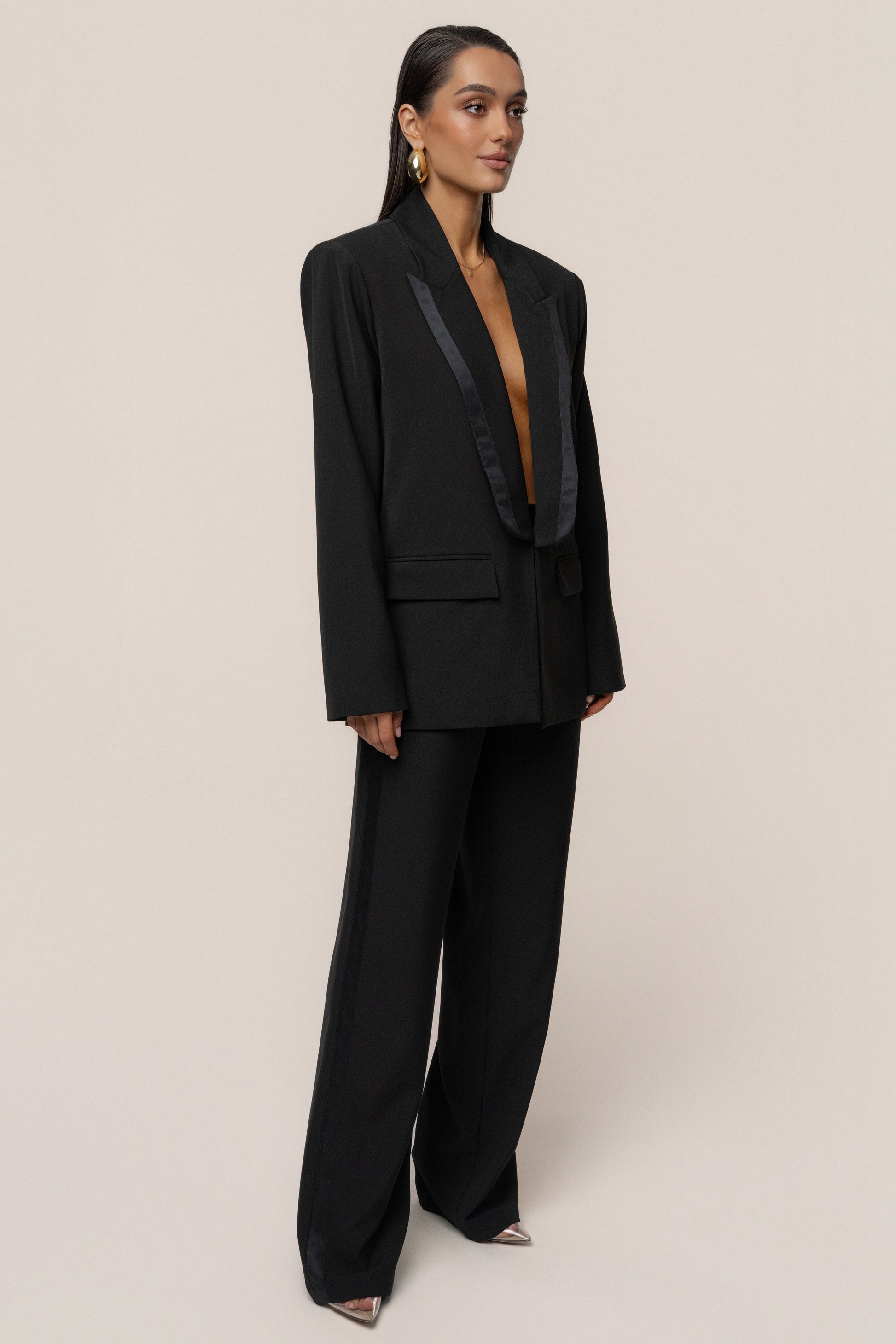 Black Suite Life Woven Blazer JLUXLABEL
