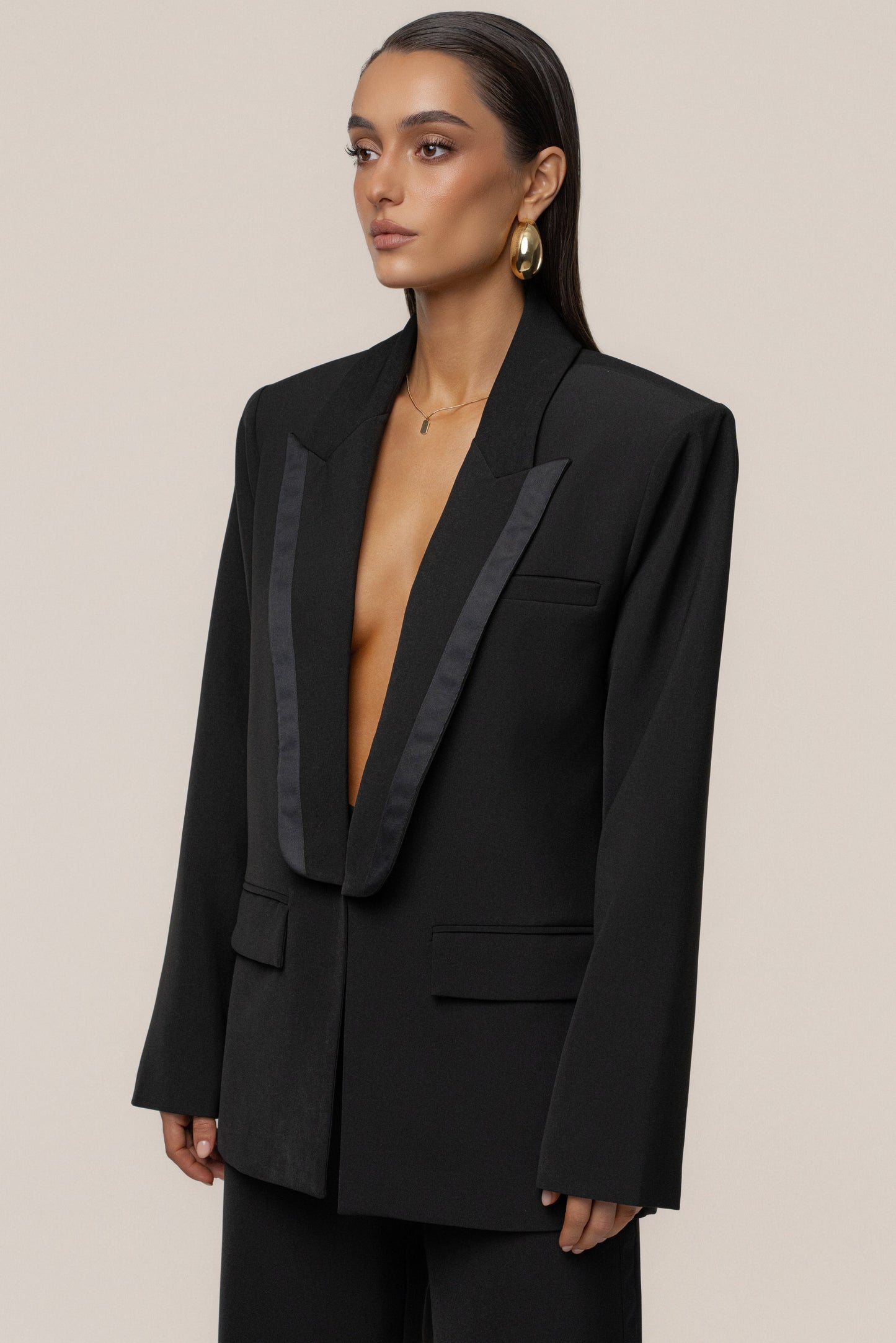 Black Suite Life Woven Blazer JLUXLABEL