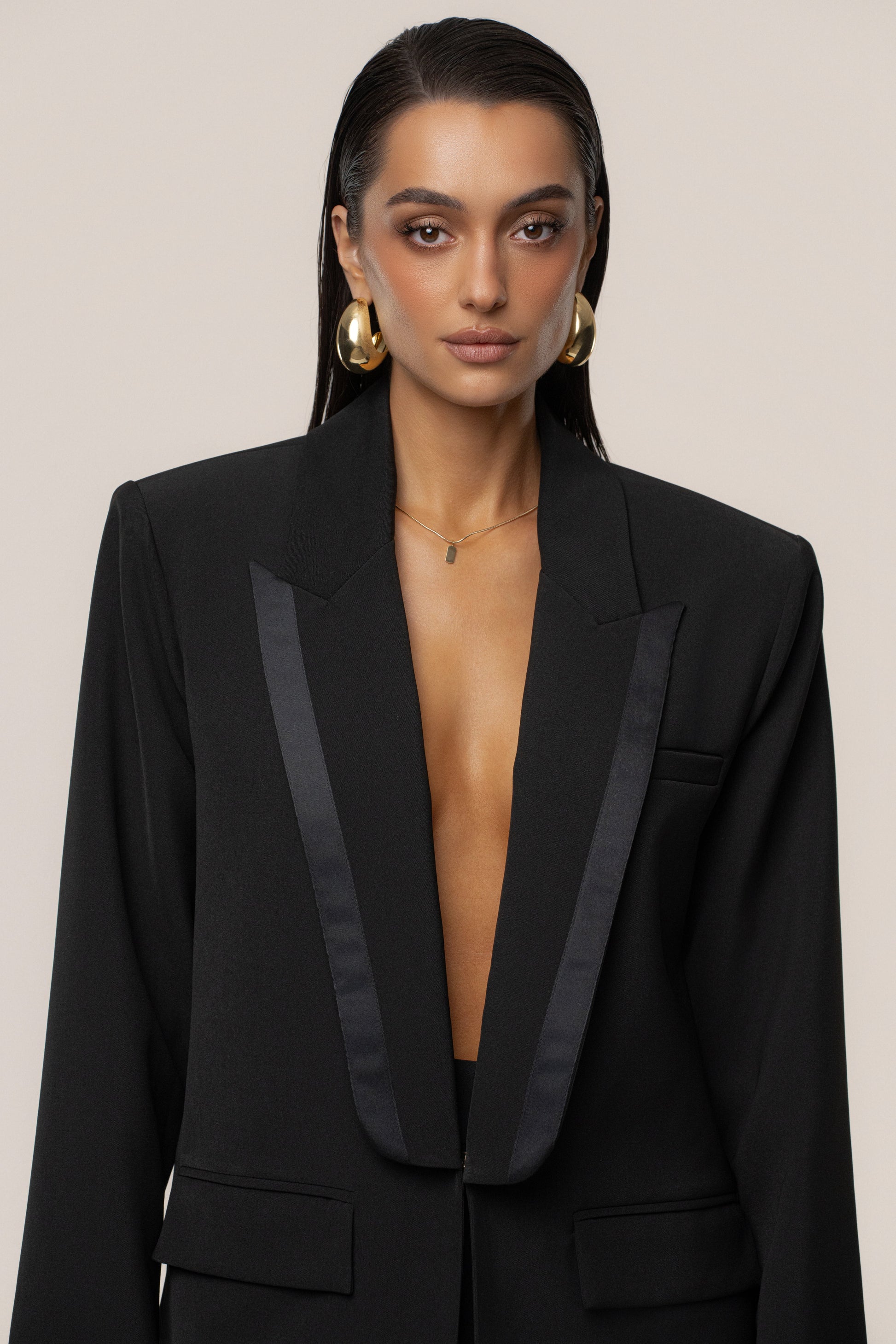 Black Suite Life Woven Blazer JLUXLABEL