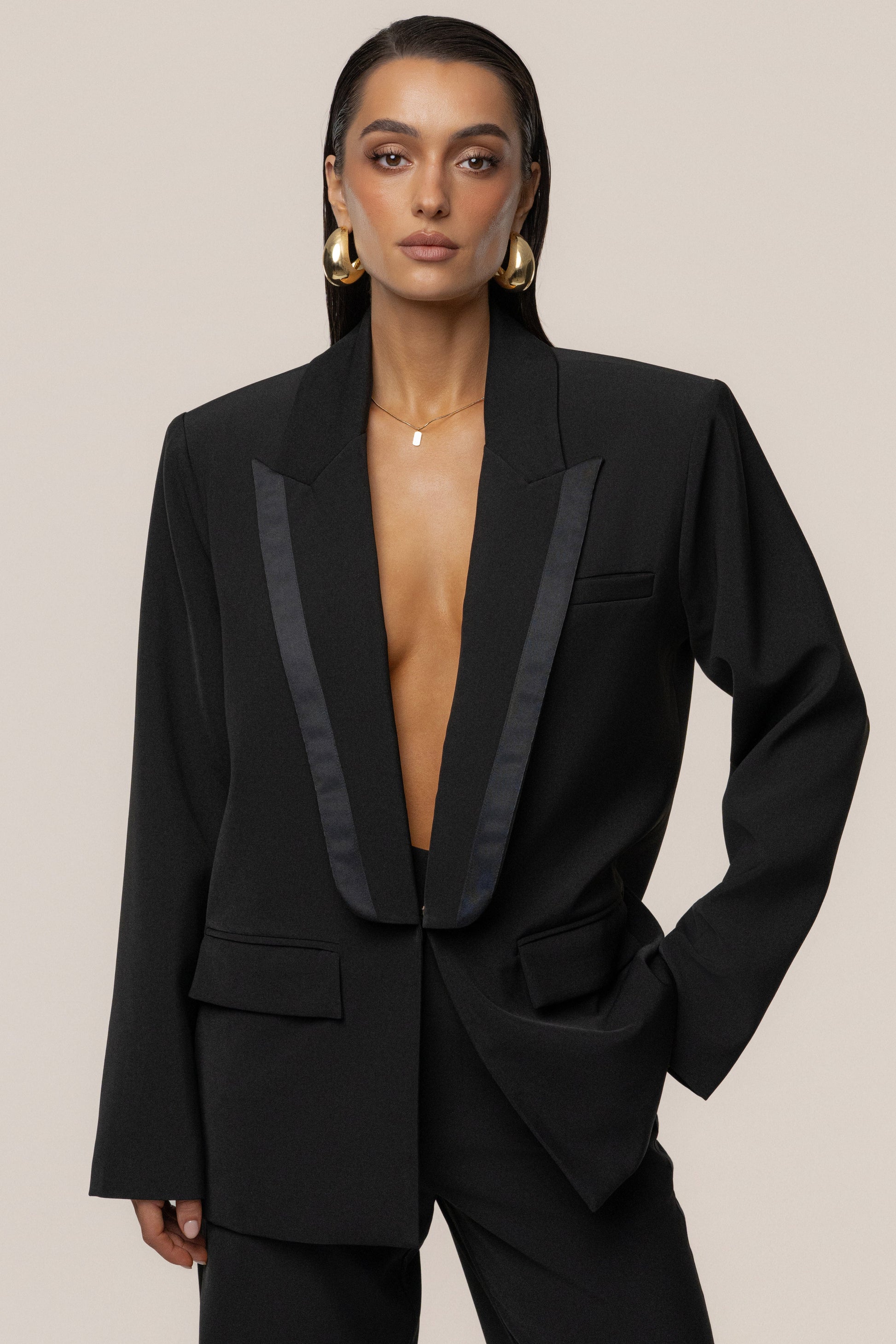 Black Suite Life Woven Blazer JLUXLABEL