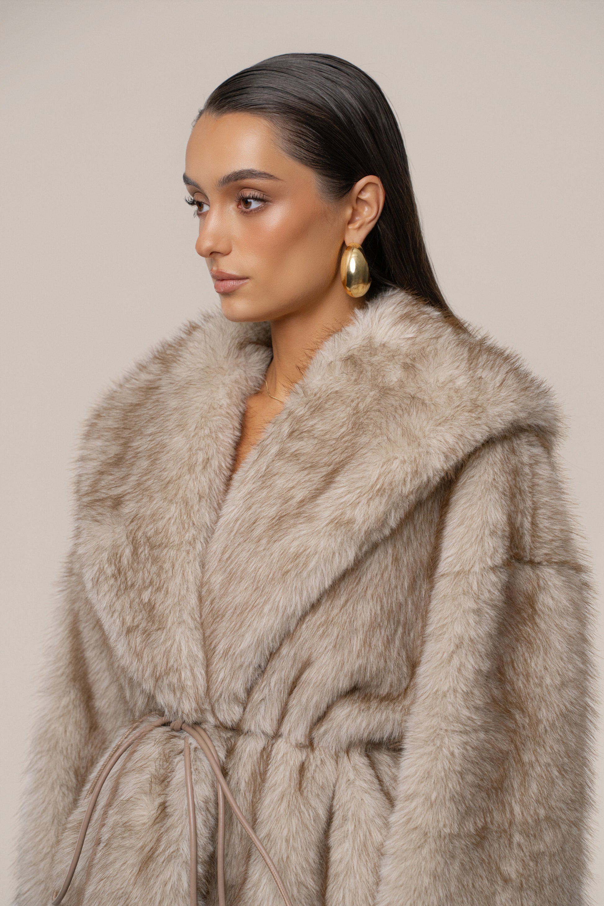 Ivory/Brown Soft Season Faux Fur Coat JLUXLABEL