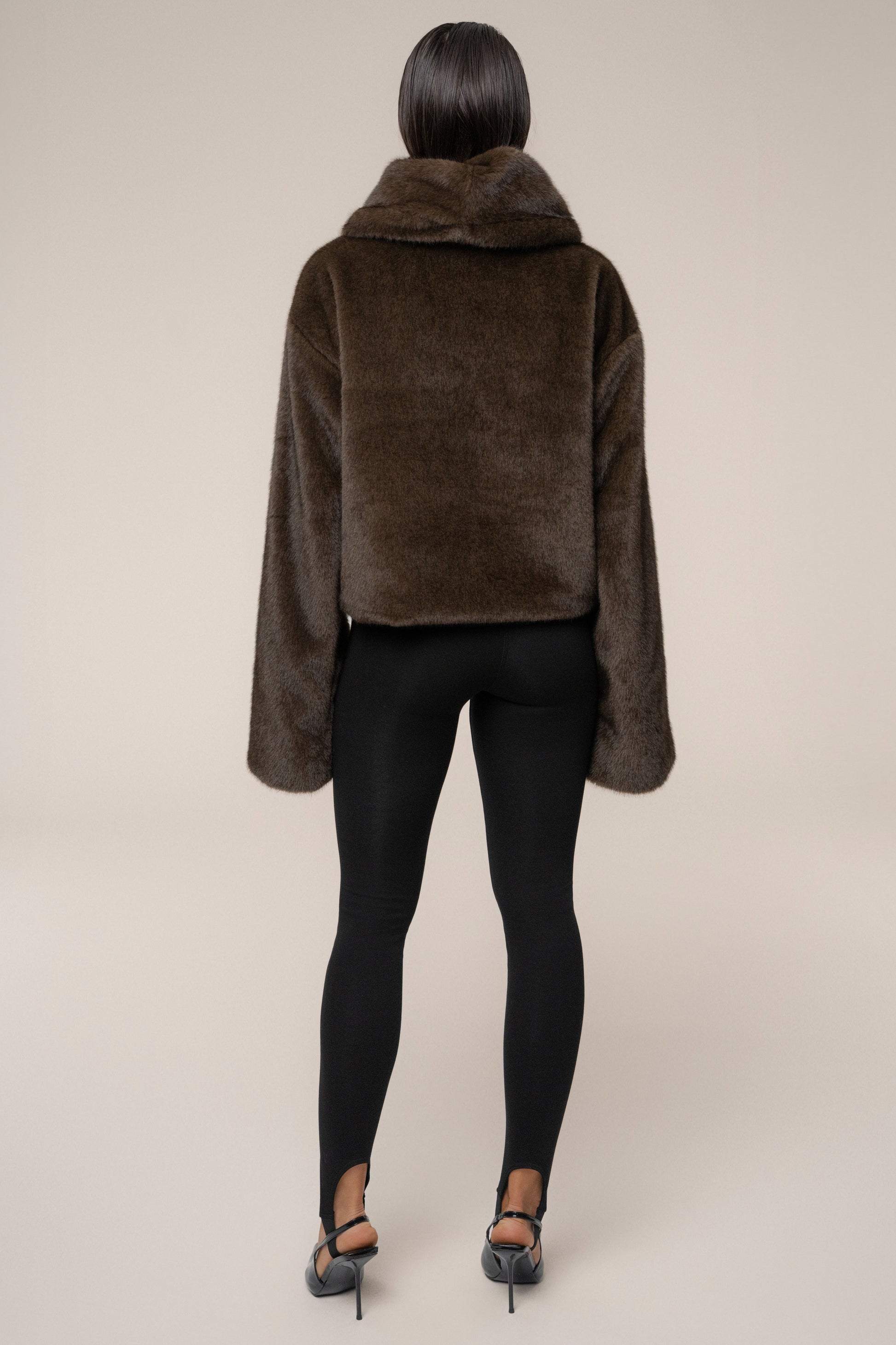 Brown Polished Faux Fur Pullover JLUXLABEL
