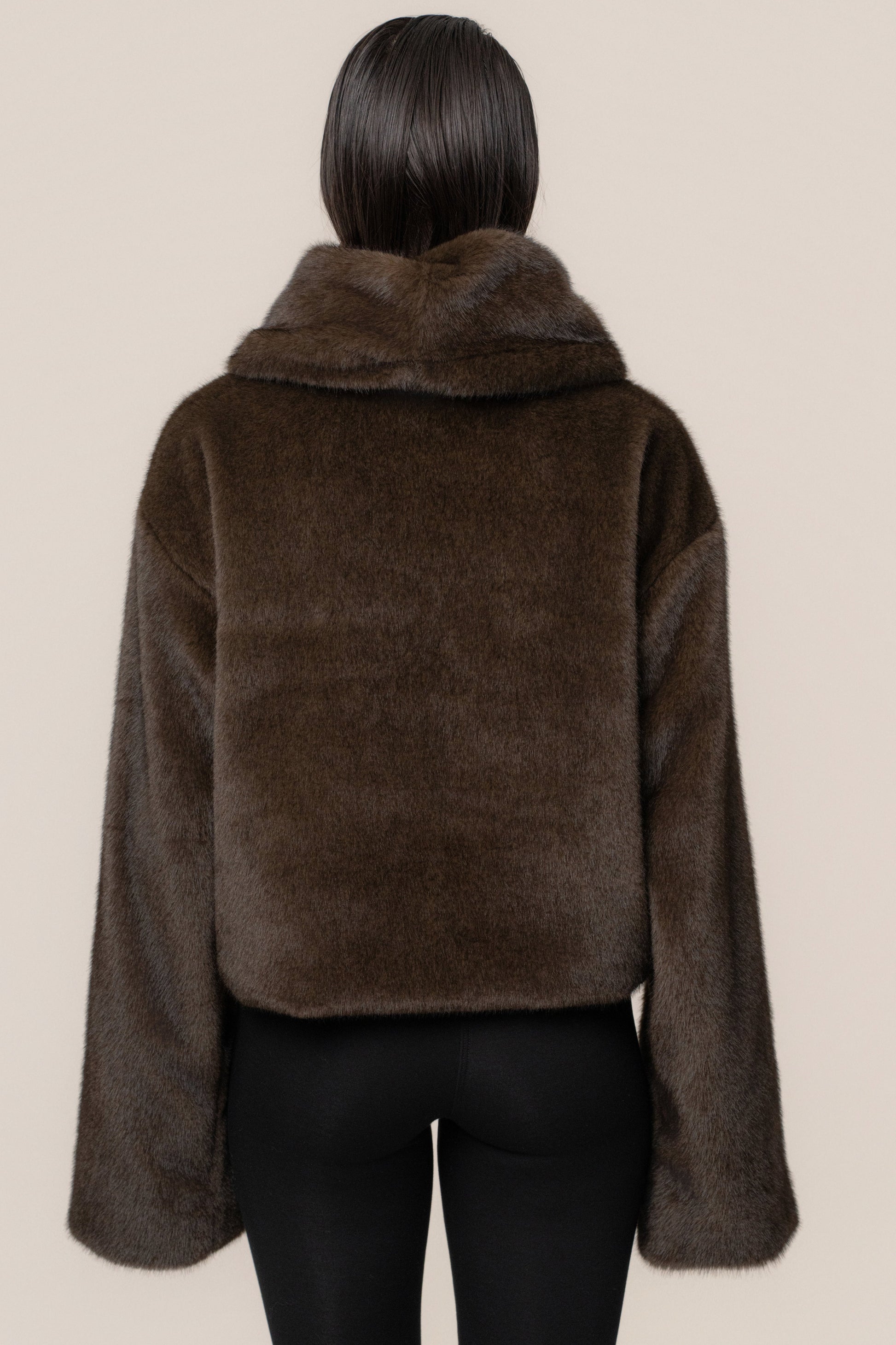 Brown Polished Faux Fur Pullover JLUXLABEL