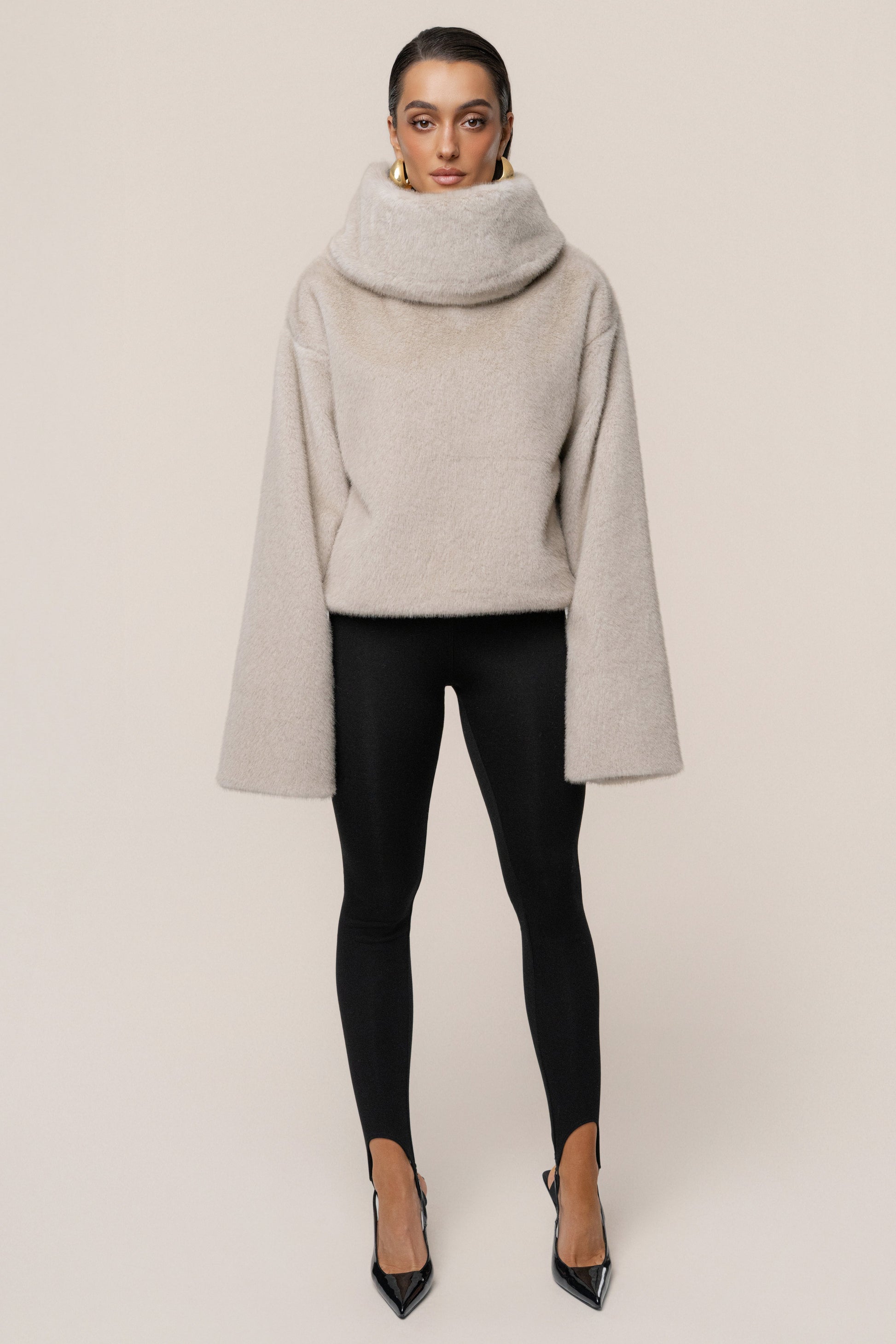 Stone Polished Faux Fur Pullover JLUXLABEL