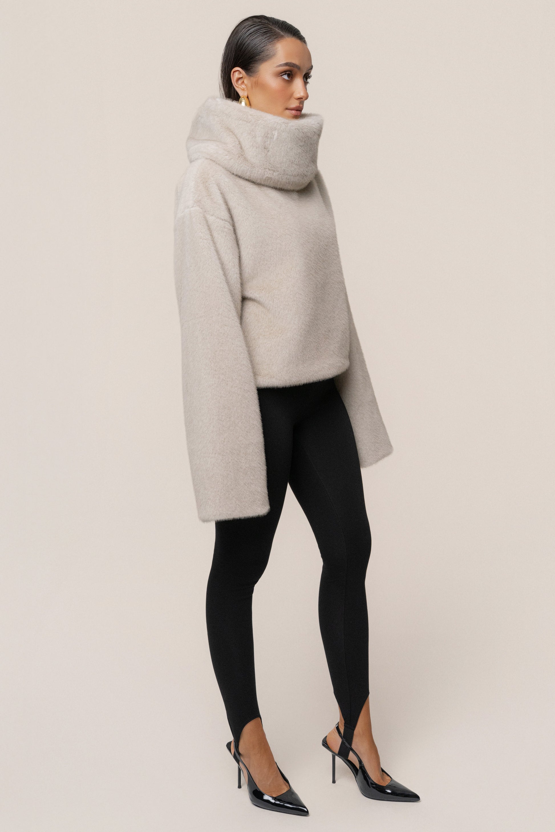 Stone Polished Faux Fur Pullover JLUXLABEL