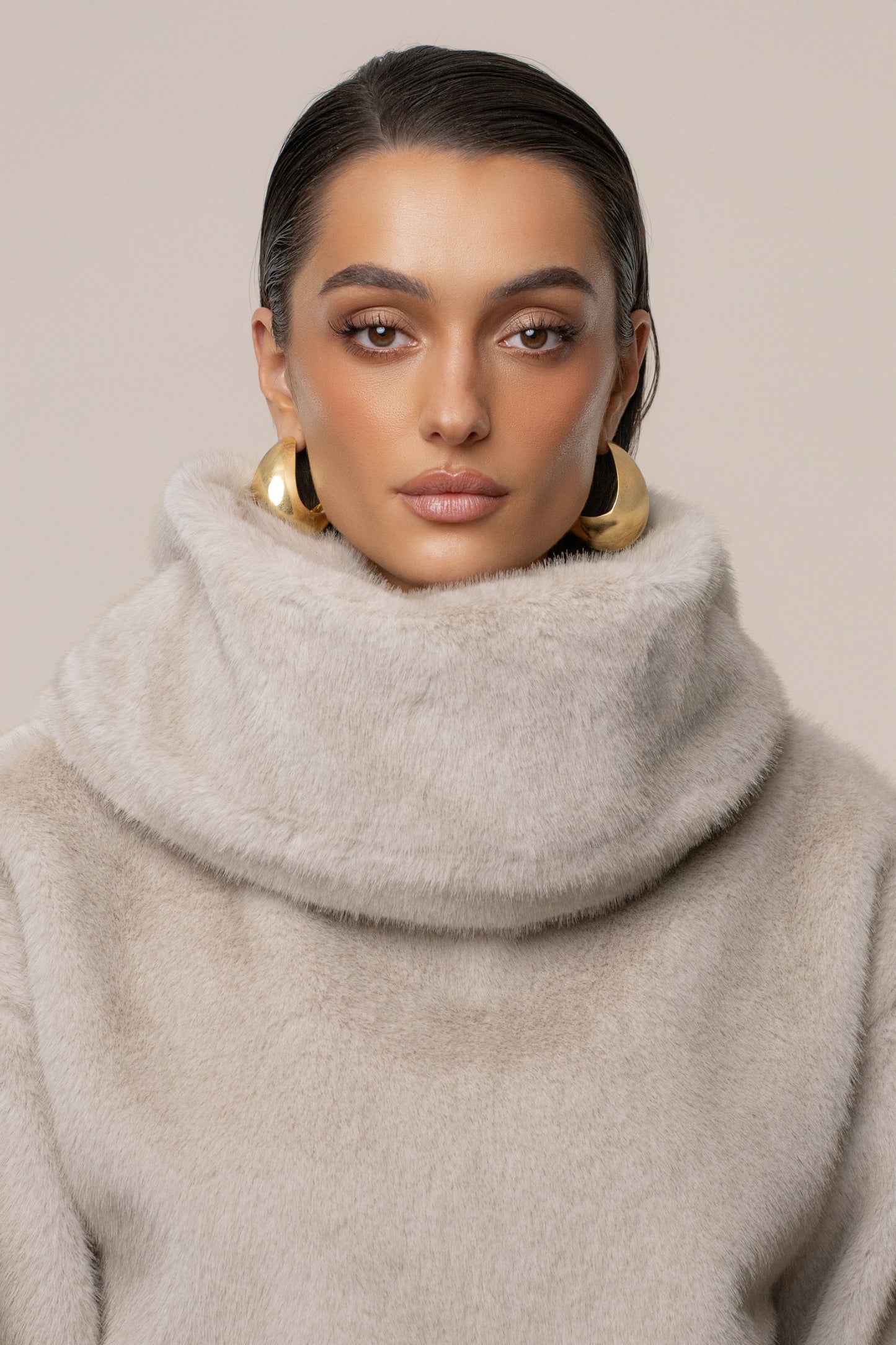 Stone Polished Faux Fur Pullover JLUXLABEL