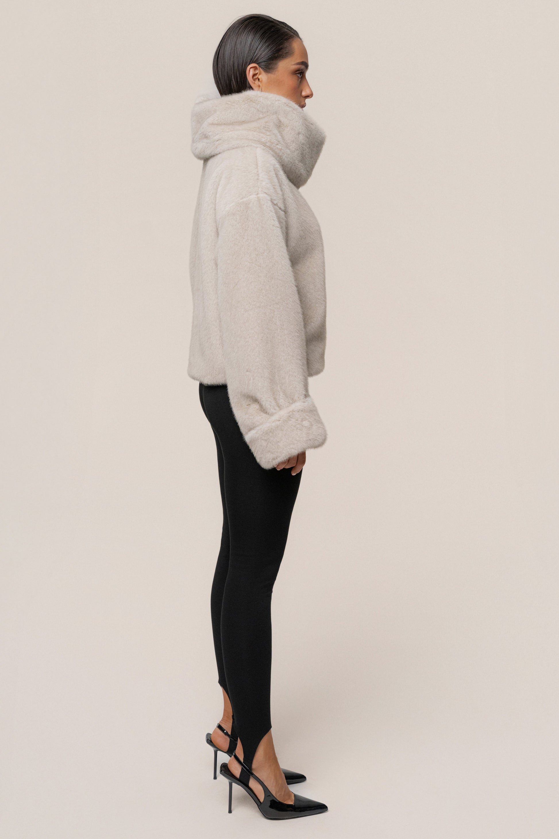 Stone Polished Faux Fur Pullover JLUXLABEL