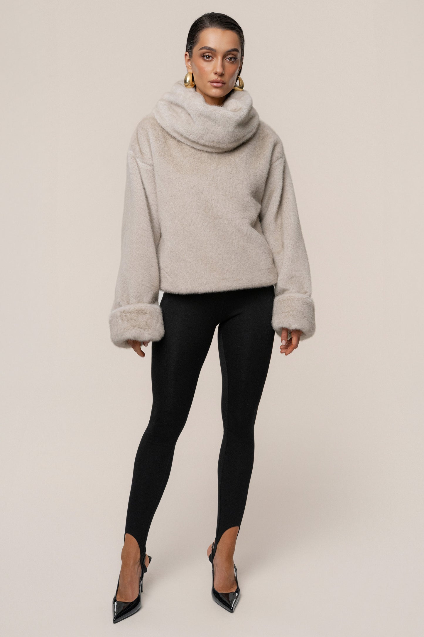 Stone Polished Faux Fur Pullover JLUXLABEL