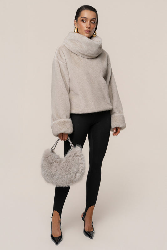 Taupe Soft Season Faux Fur Bag JLUXLABEL