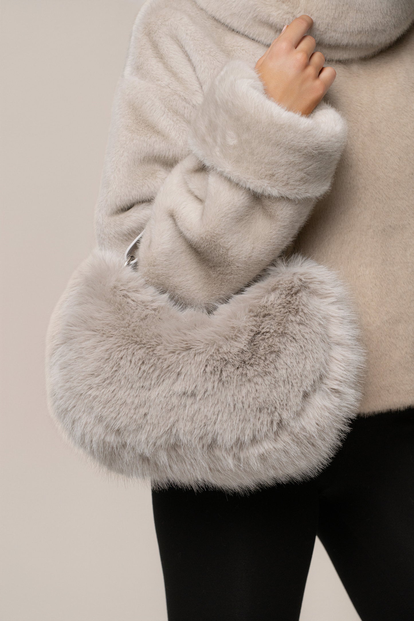 Taupe Soft Season Faux Fur Bag JLUXLABEL