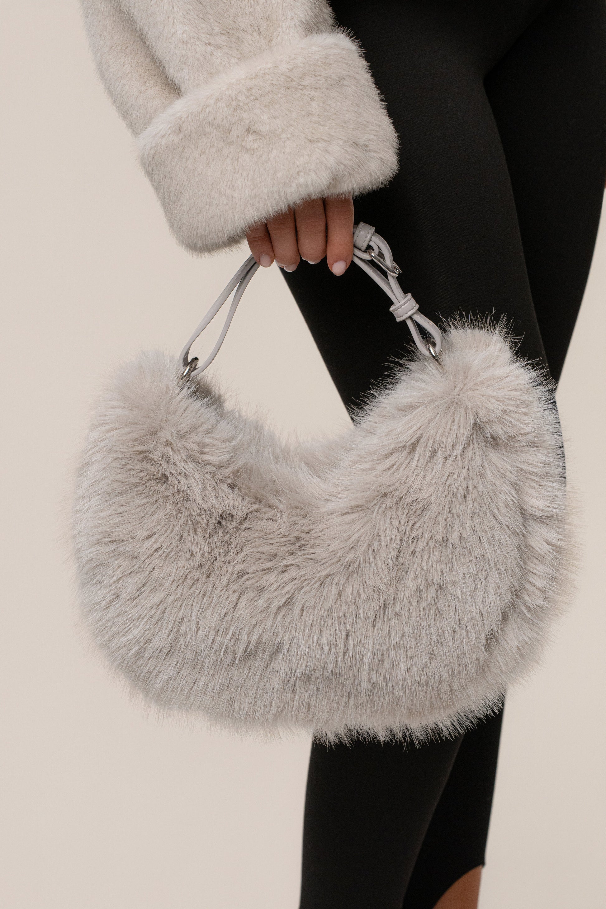 Taupe Soft Season Faux Fur Bag JLUXLABEL