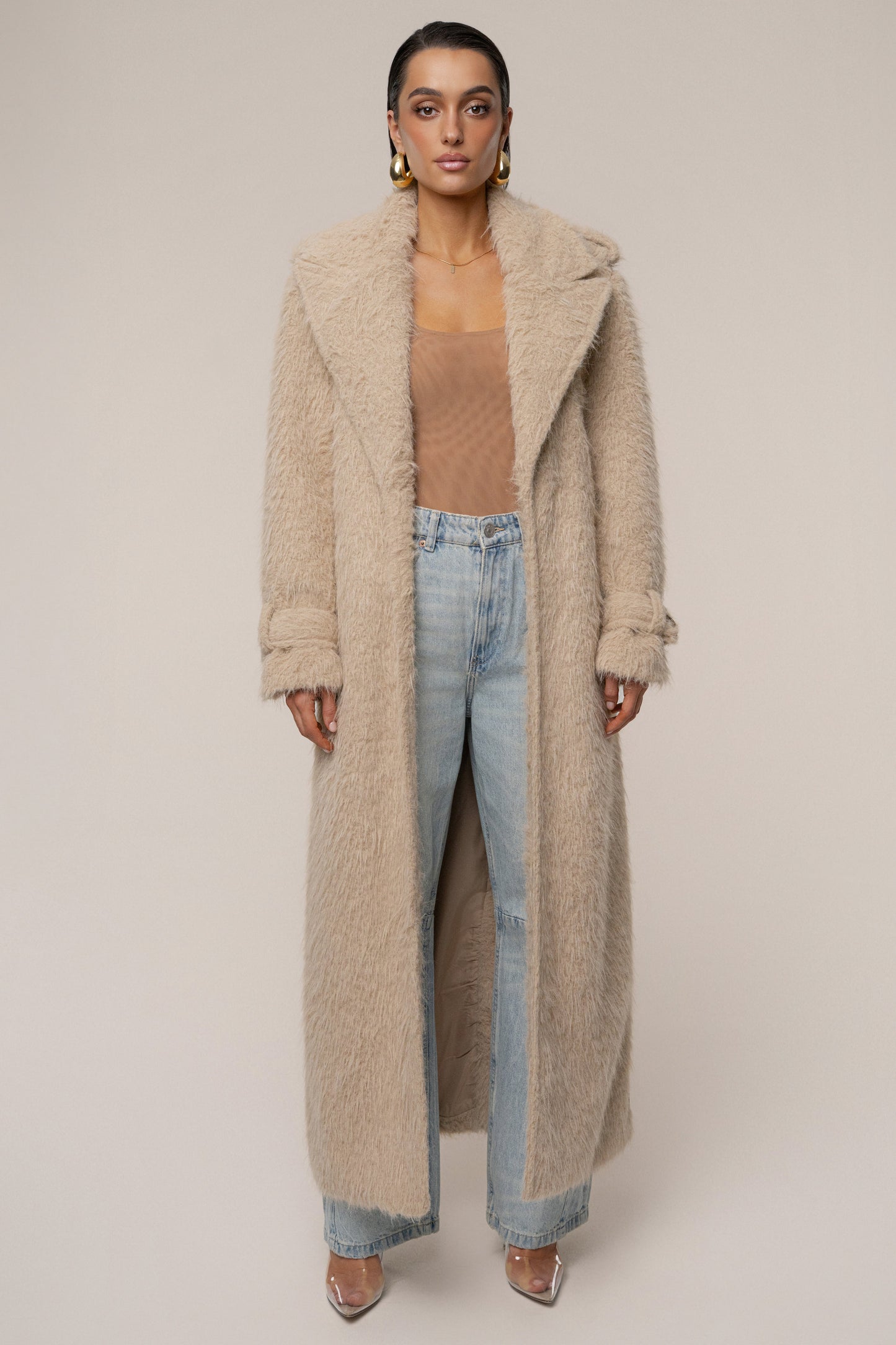 Beige Warm Layers Oversize Coat JLUXLABEL