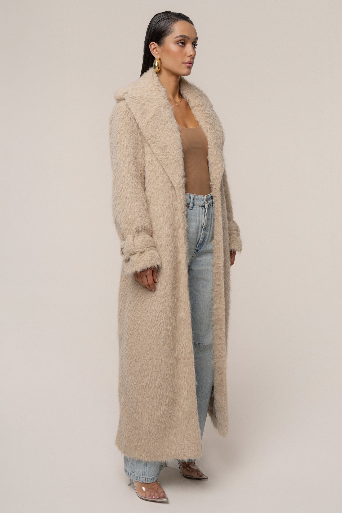 Beige Warm Layers Oversize Coat JLUXLABEL