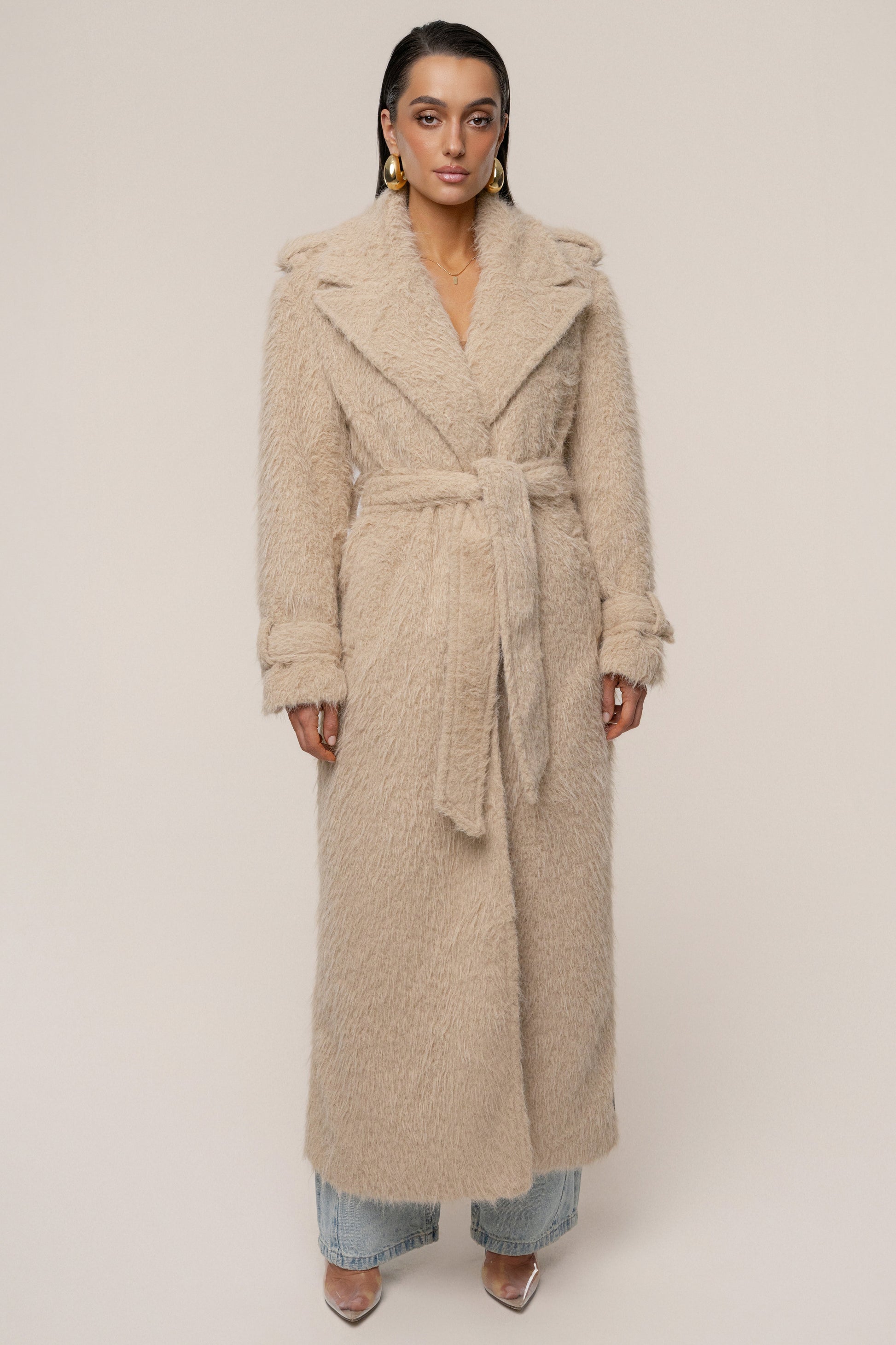 Beige Warm Layers Oversize Coat JLUXLABEL