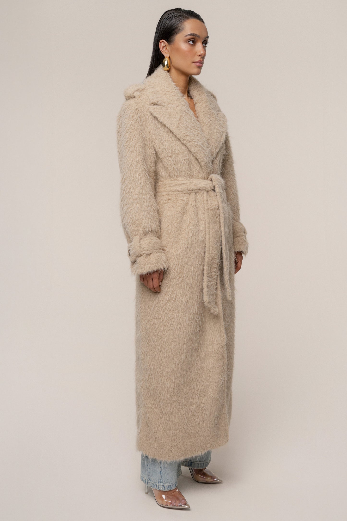 Beige Warm Layers Oversize Coat JLUXLABEL