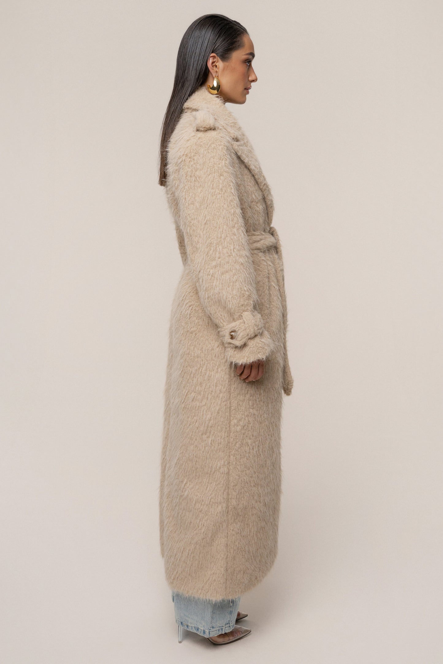 Beige Warm Layers Oversize Coat JLUXLABEL