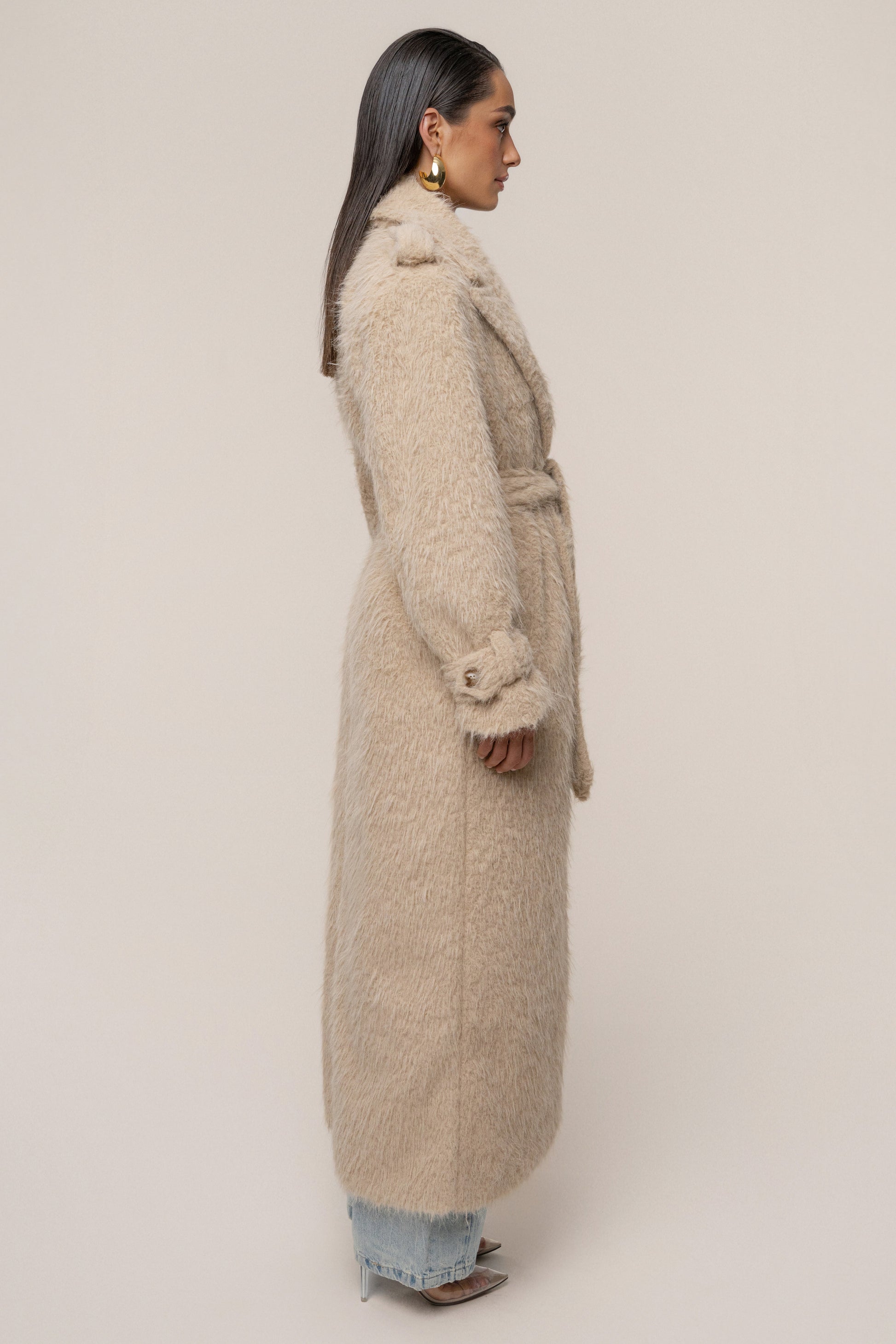 Beige Warm Layers Oversize Coat JLUXLABEL