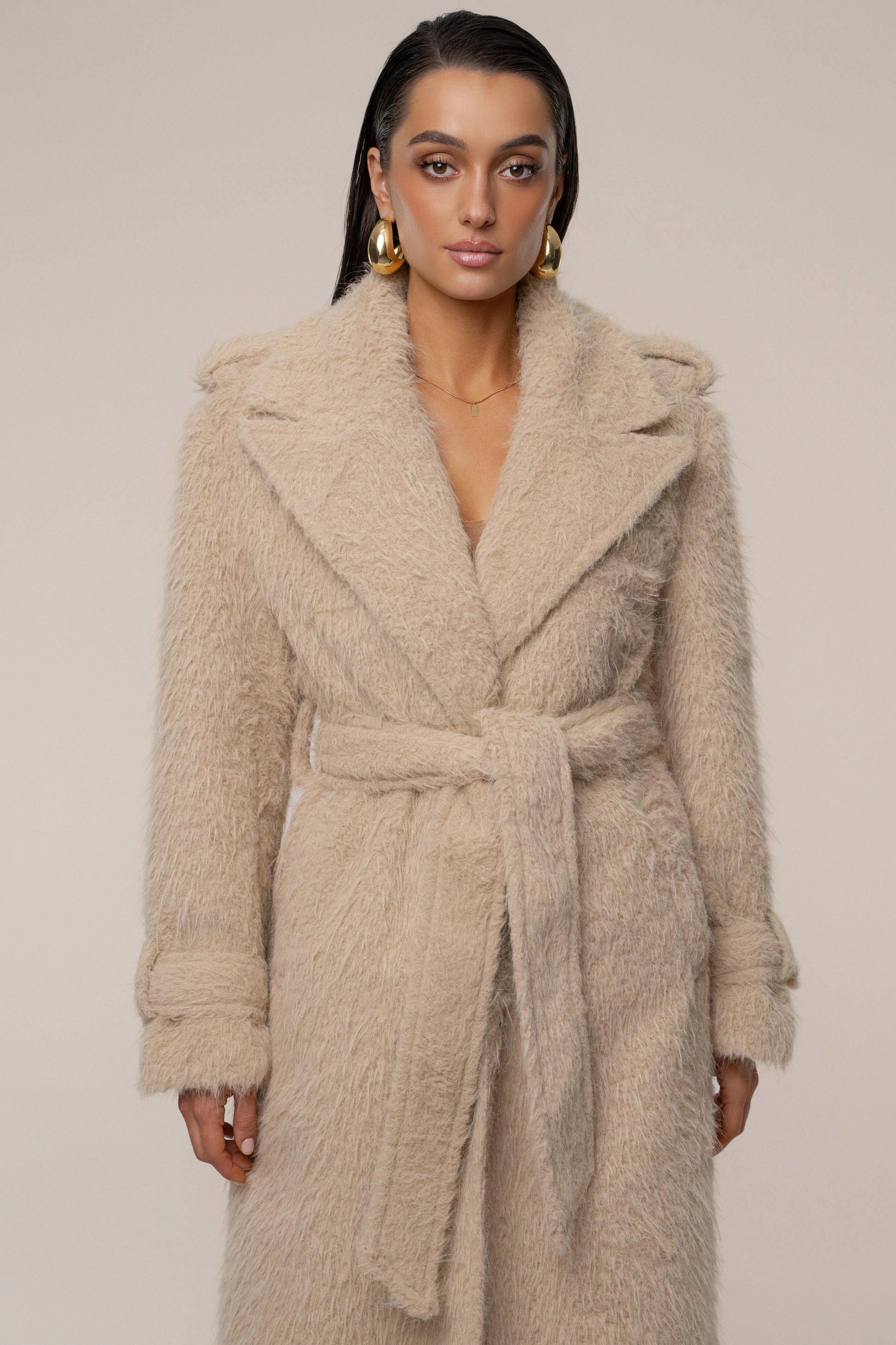 Beige Warm Layers Oversize Coat JLUXLABEL