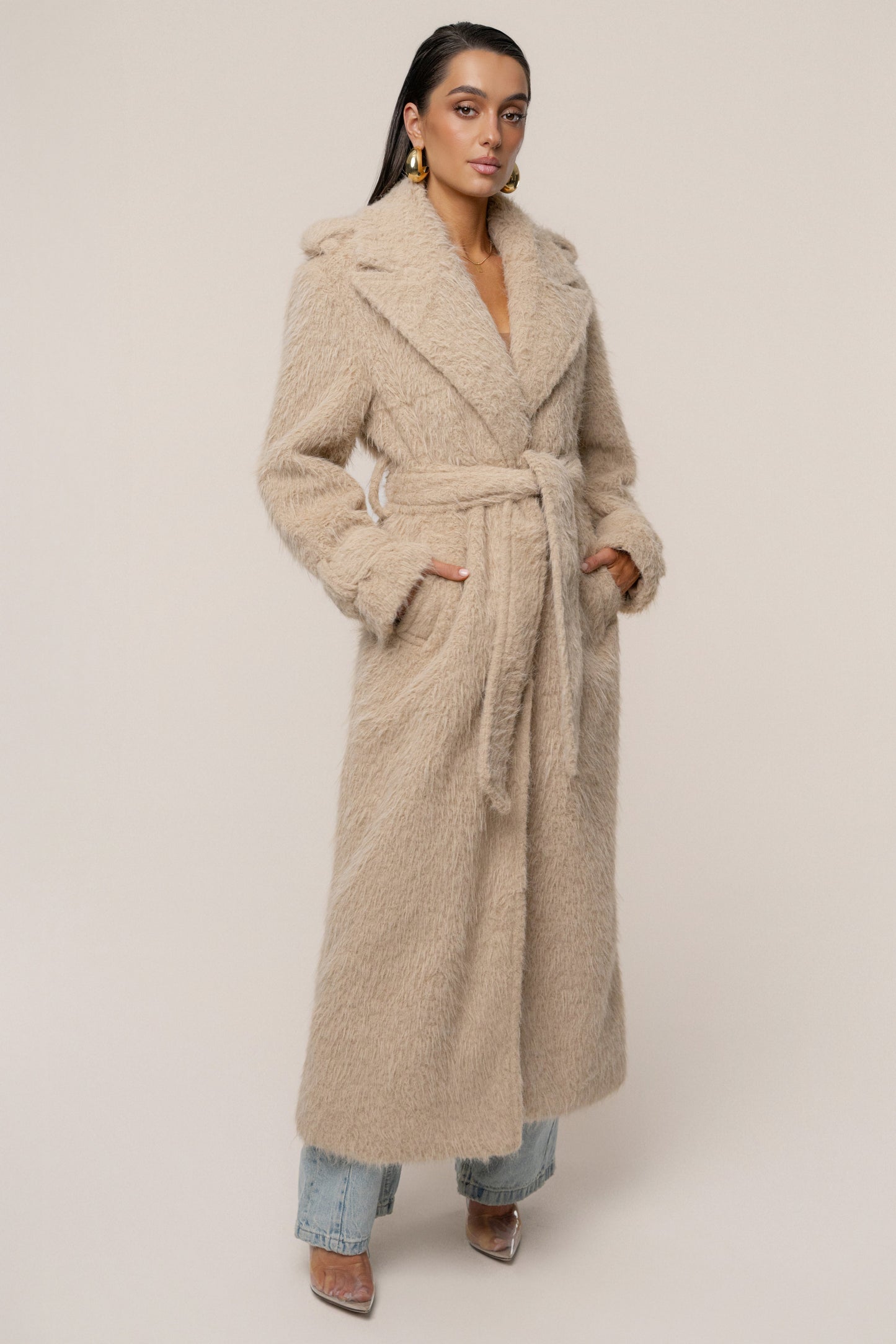 Beige Warm Layers Oversize Coat JLUXLABEL