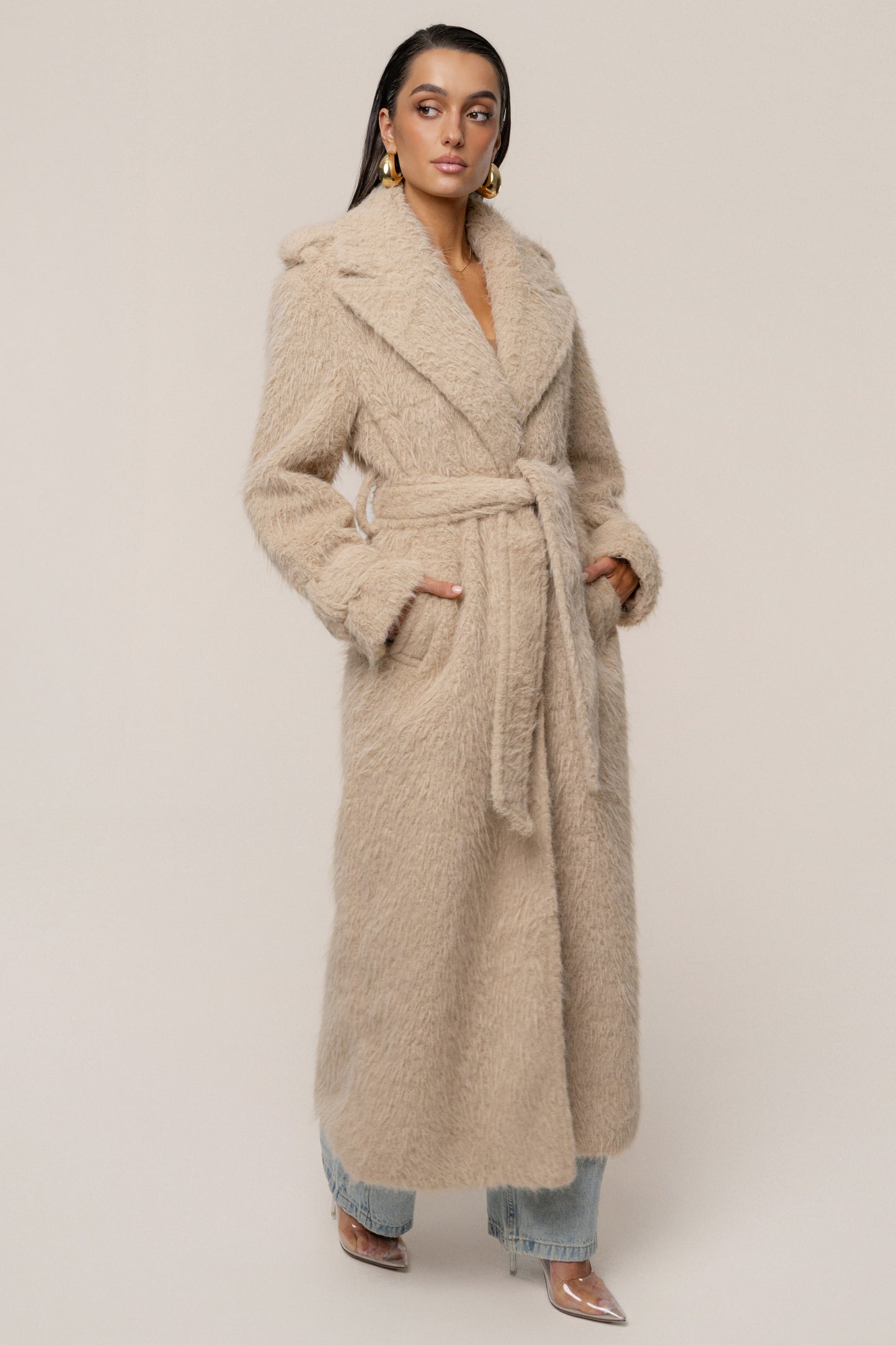 Beige Warm Layers Oversize Coat JLUXLABEL