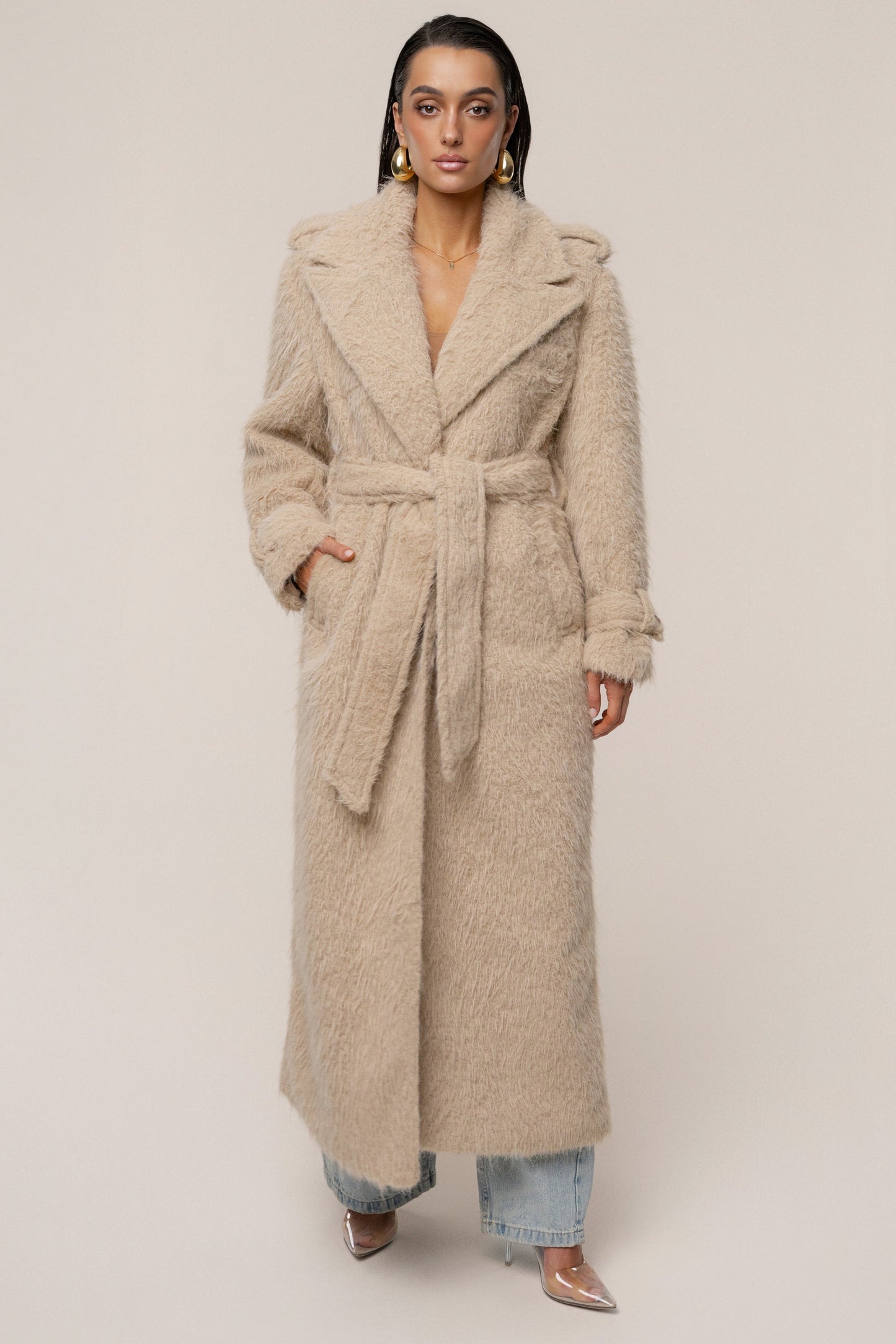 Beige Warm Layers Oversize Coat JLUXLABEL