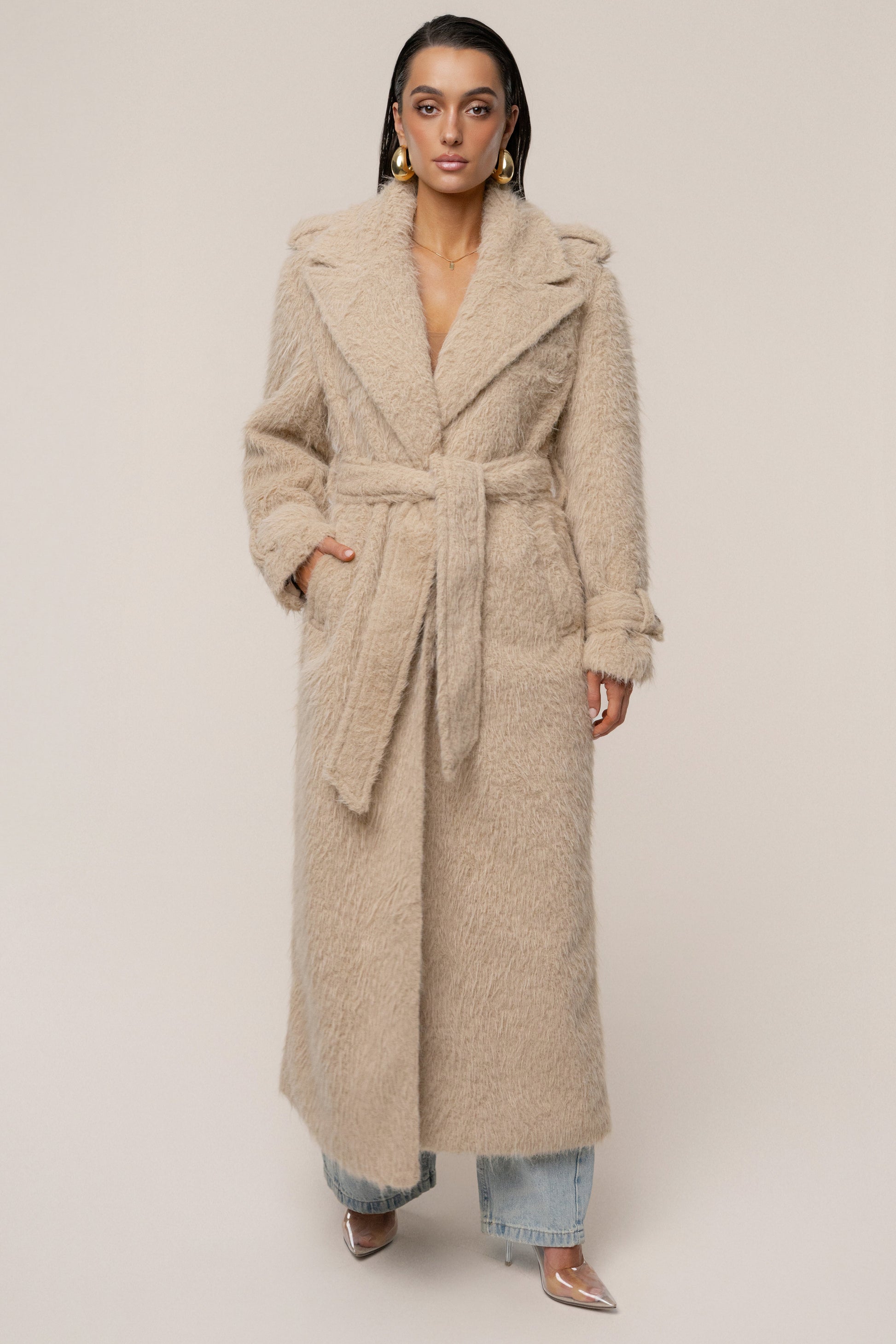Beige Warm Layers Oversize Coat JLUXLABEL